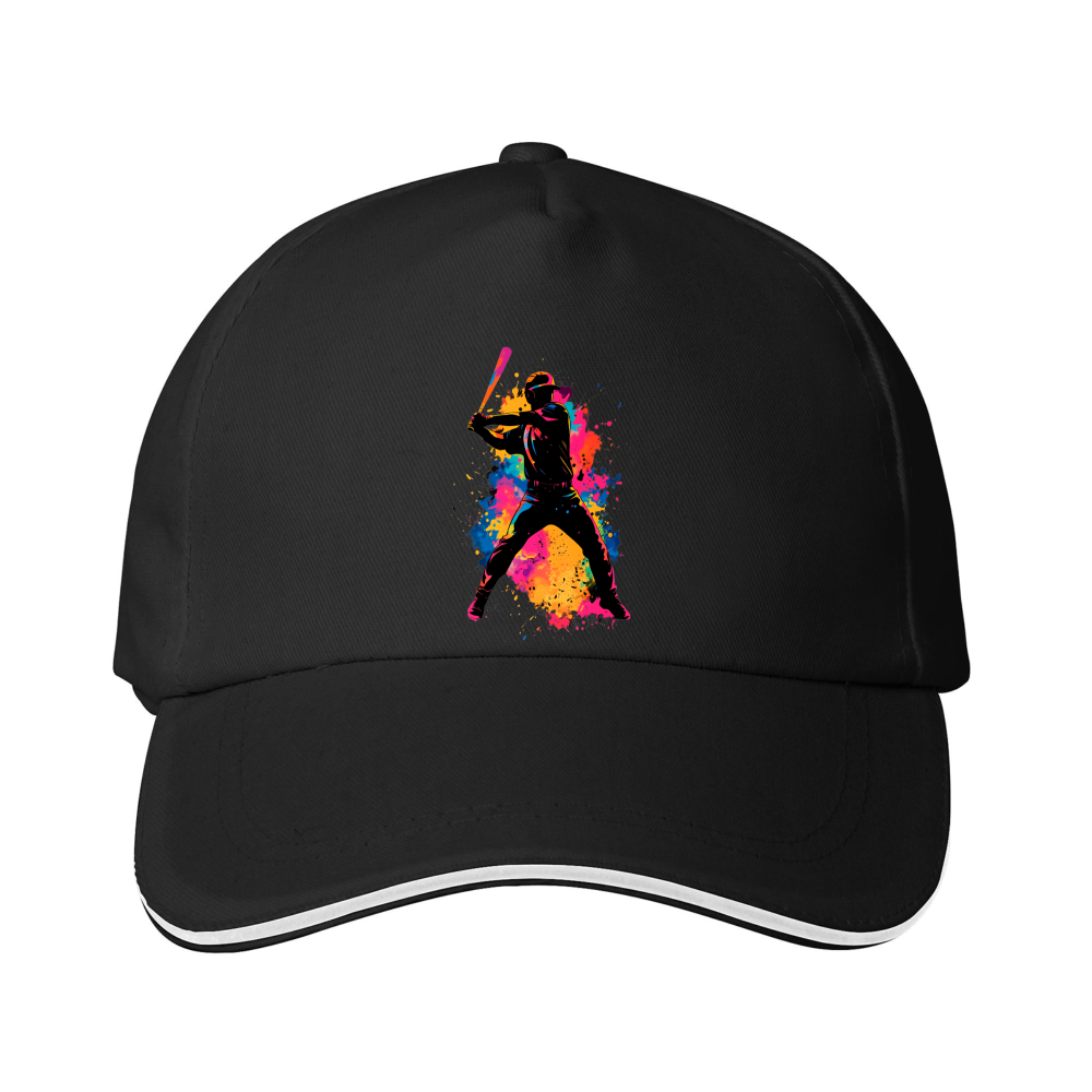 Dorawear™ Baseball Cap Cricket Player Silhouette With Color Splash Design Sports And Outdoor Activities