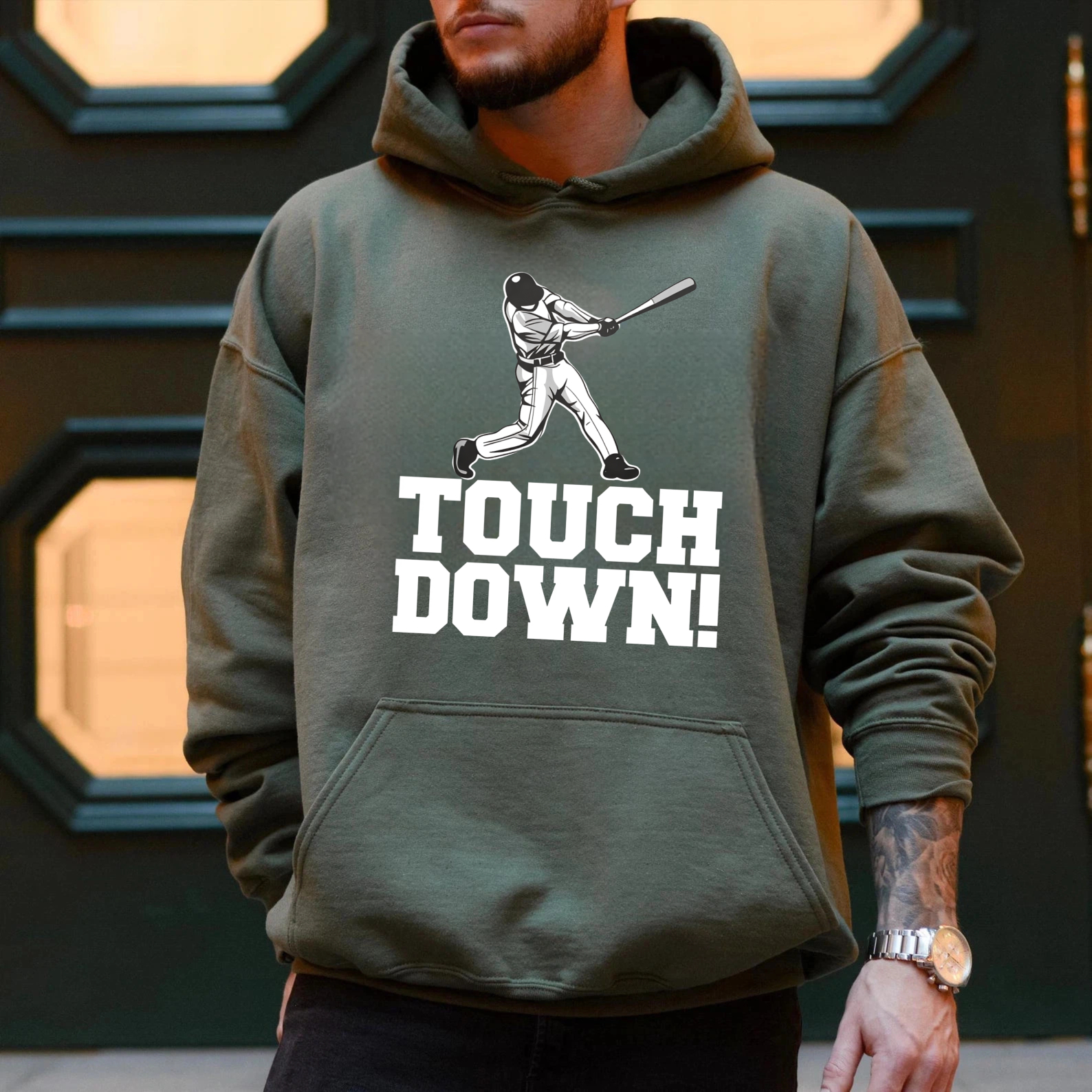 Dorawear™ Touch Down Baseball Player Hoodie Sport Sweatshirt Unisex Casual Wear