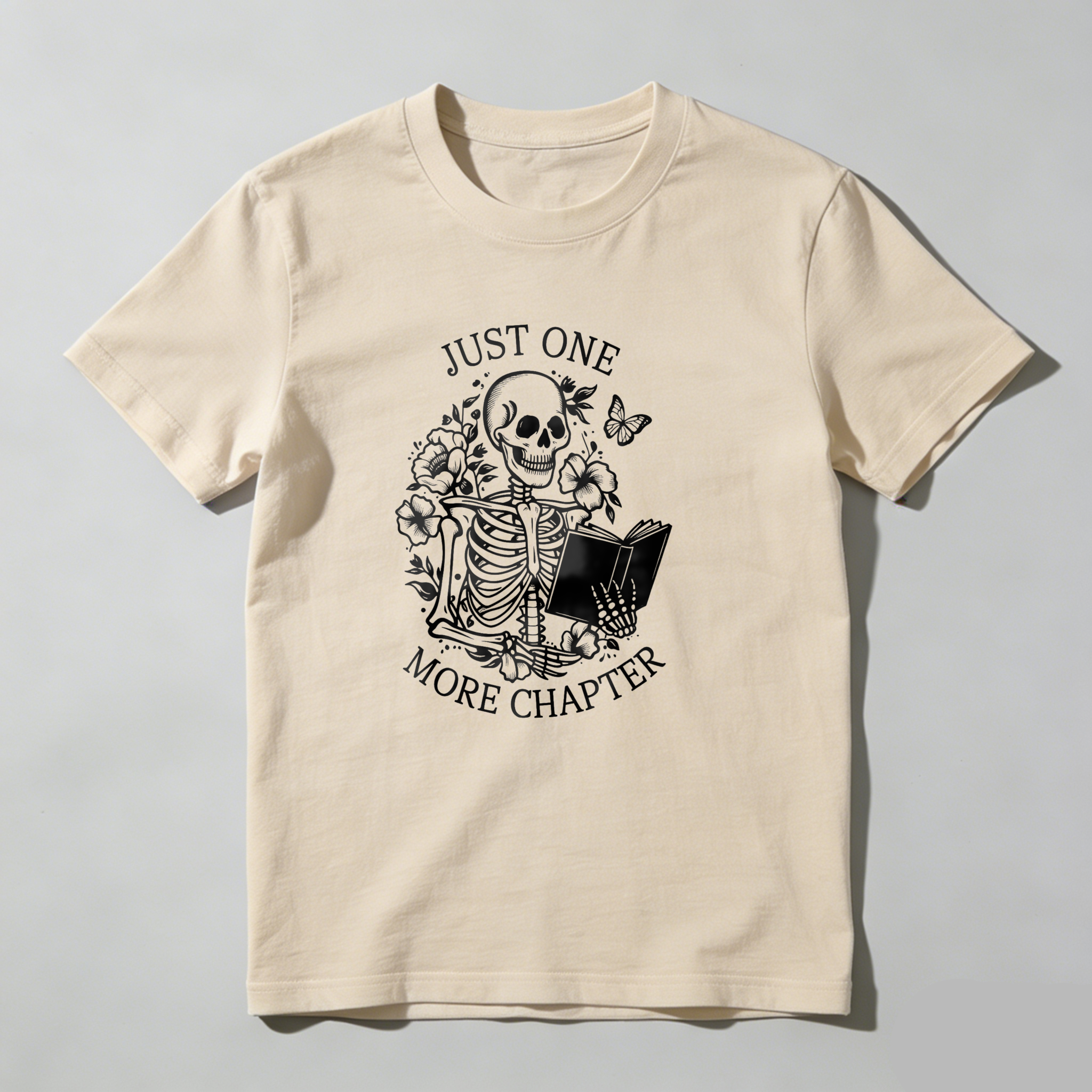 Dorawear™ Just One More Chapter Skeleton Reading Book T Shirt