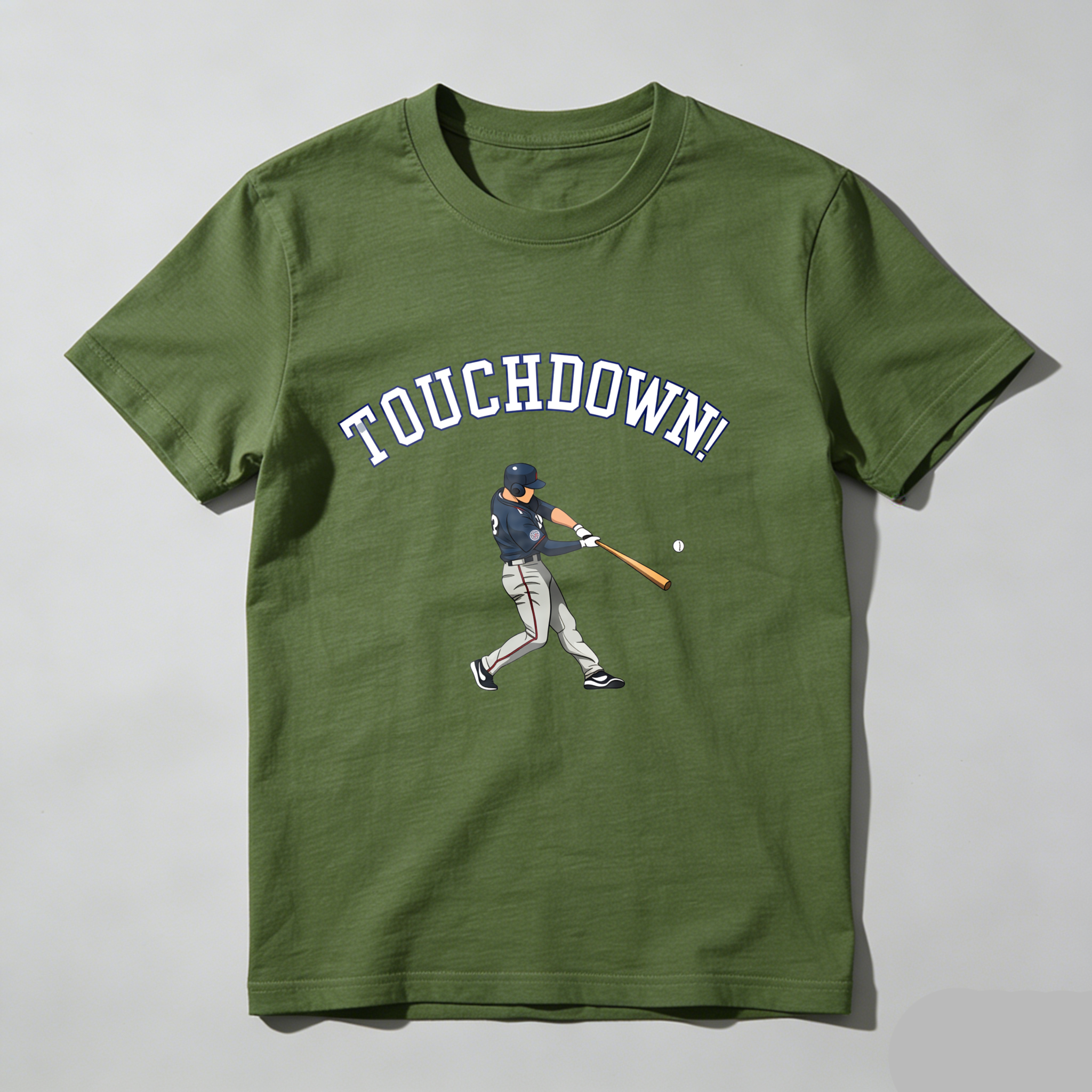 Dorawear™ Dynamic Baseball Player Touchdown Bat Swing T-Shirt
