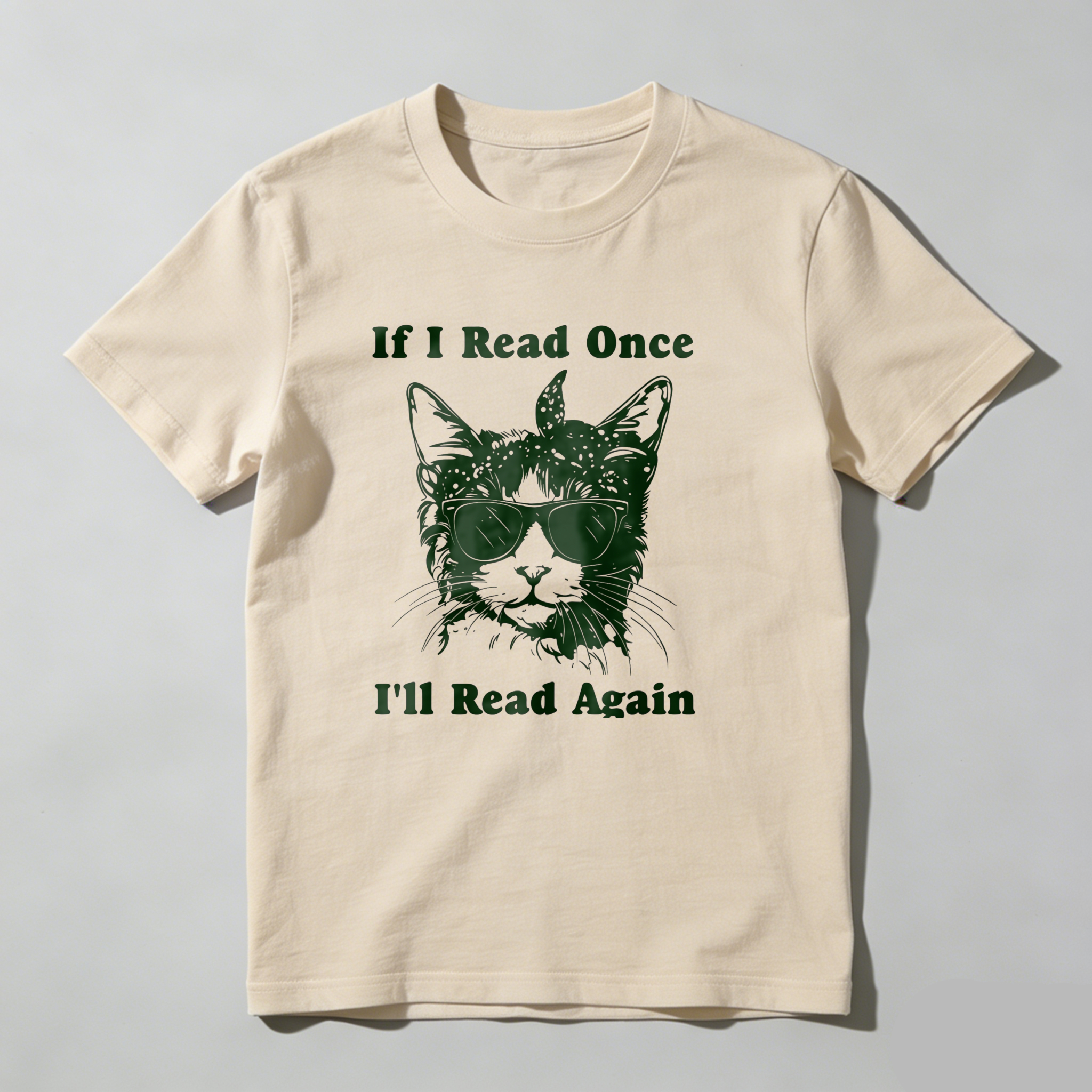 Dorawear™ If I Read Once I'll Read Again Cat With Glasses T Shirt