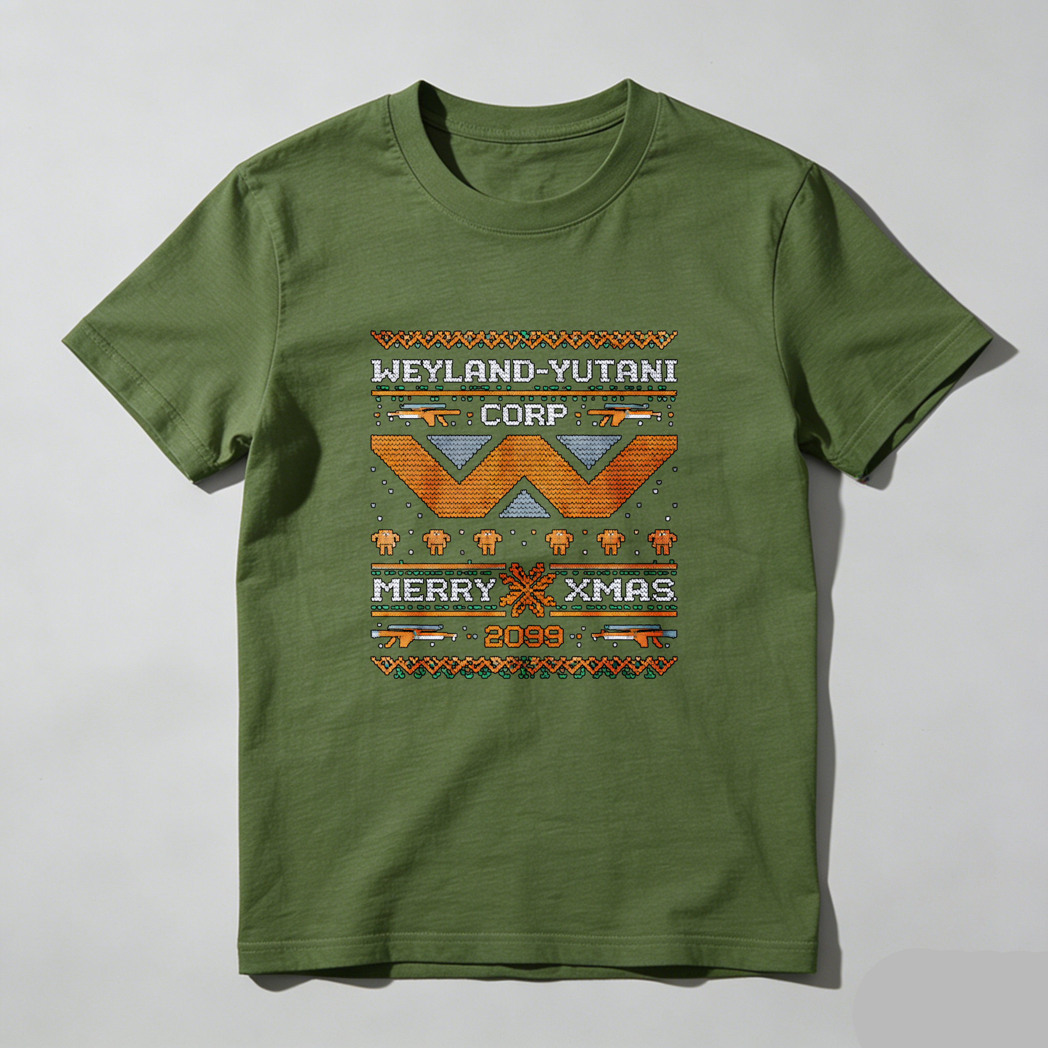 Dorawear™ Weyland Yutani Corp Merry Xmas 2099 Pure Cotton Short Sleeve T Shirt-Dorawear