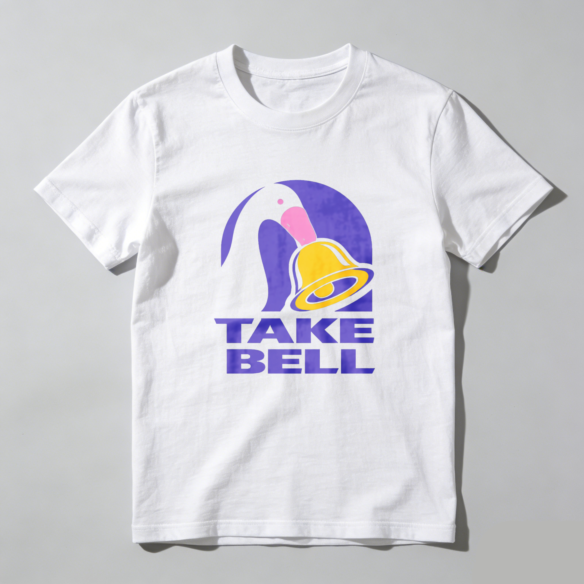 Dorawear™ Take Bell Penguin Bell Purple Design Pure Cotton Short Sleeve T-Shirt-Dorawear