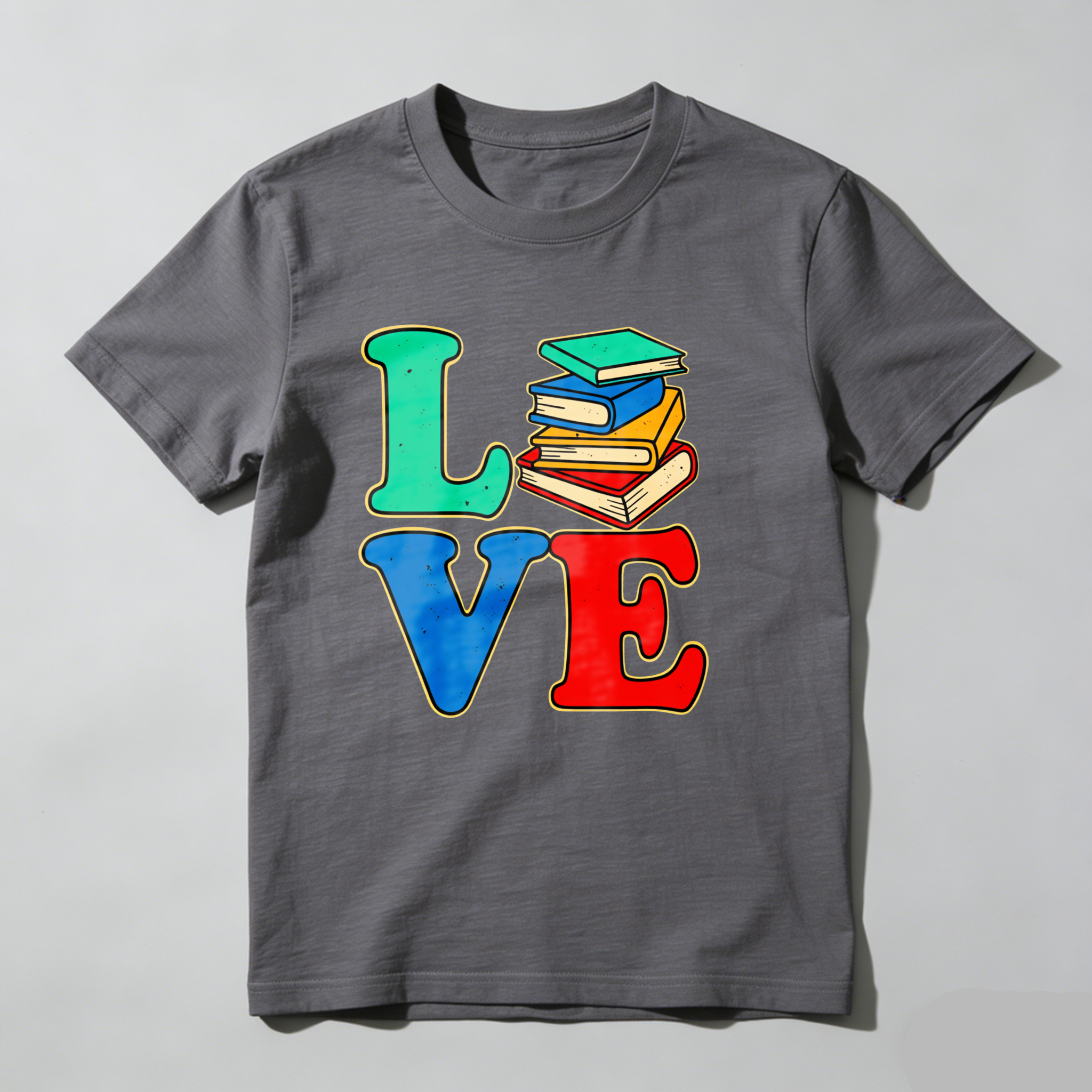 Dorawear Love Books Stack Colorful Letters T Shirt