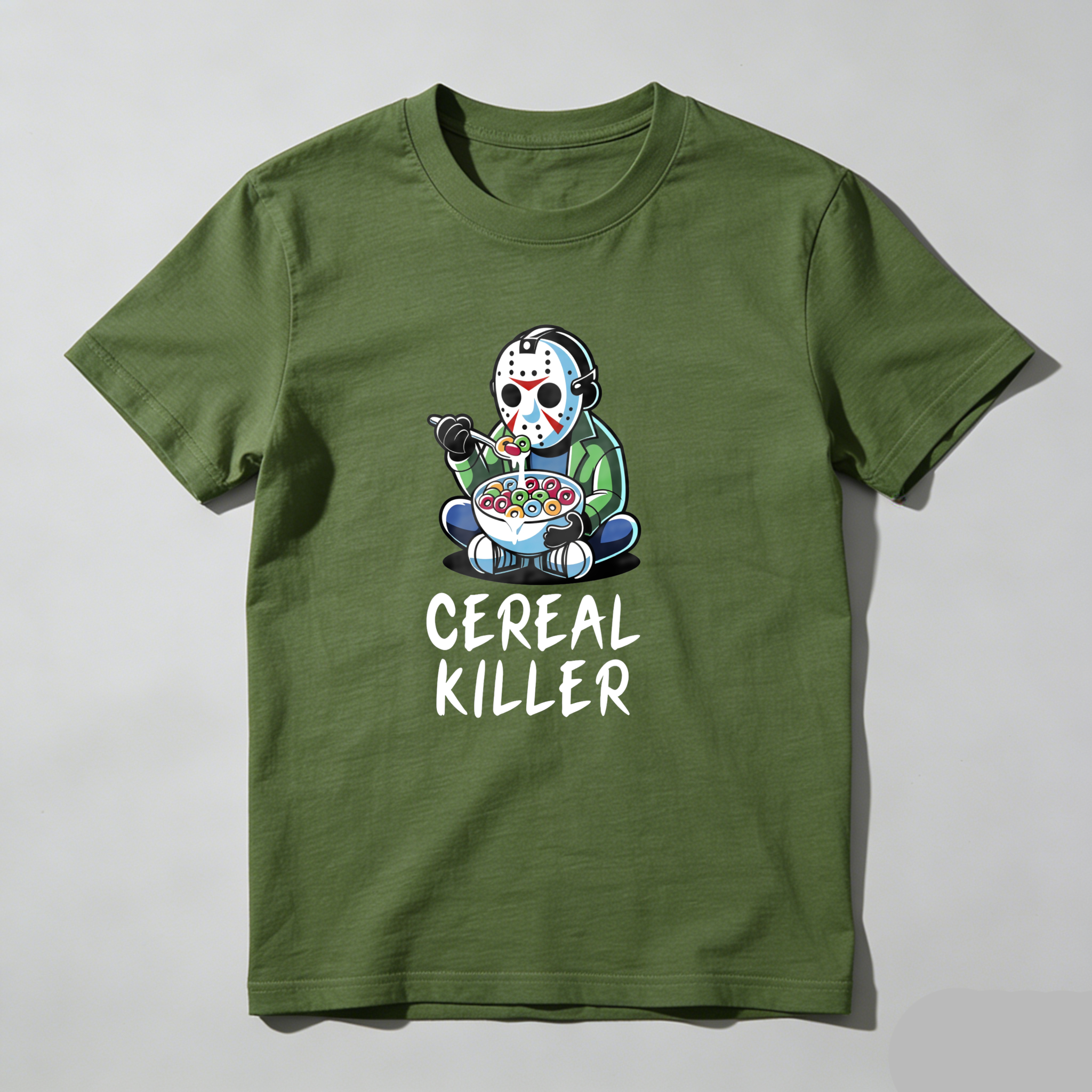 Cereal Killer Character Eating Cereal tshirt 100% cotton