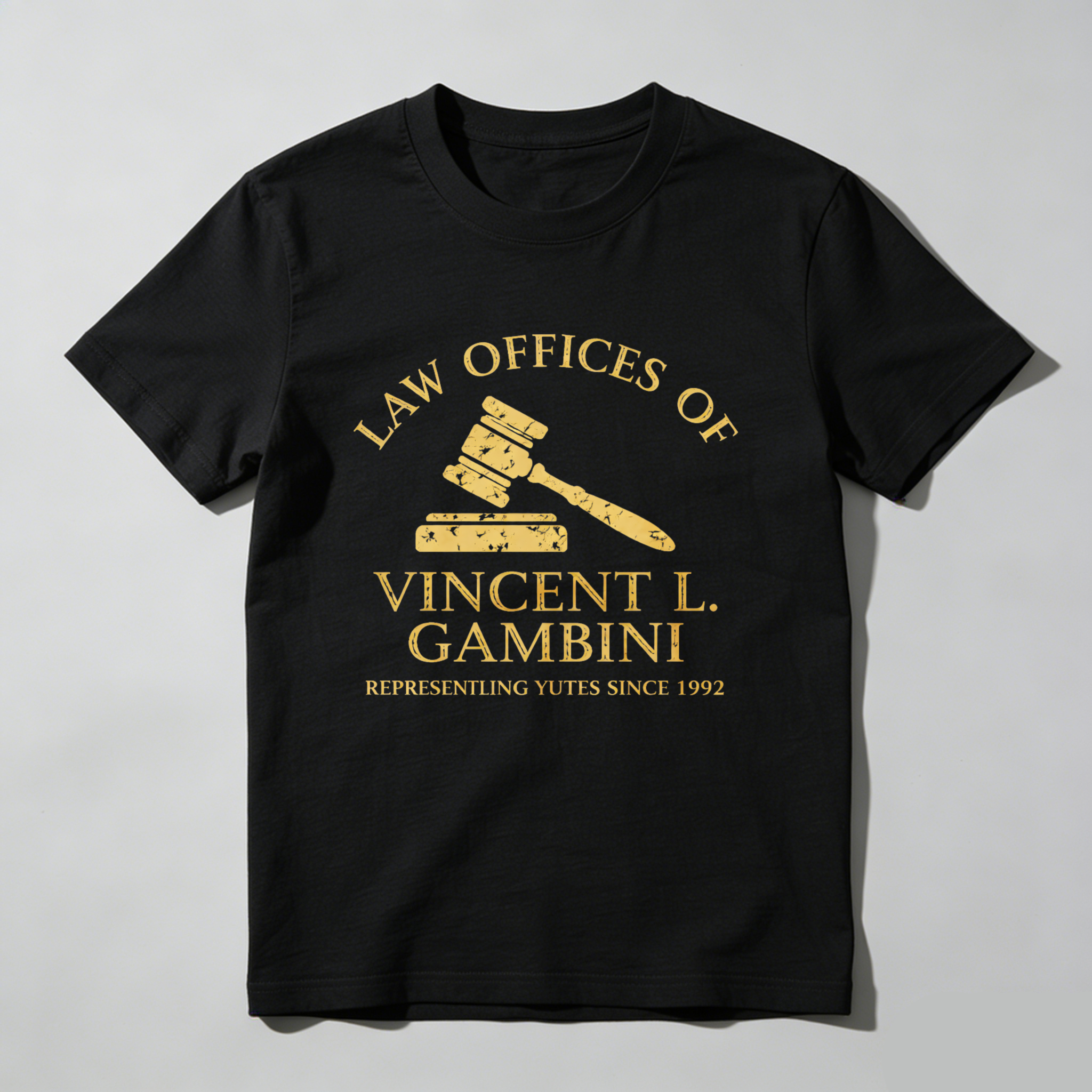 Dorawear™ Law Offices Of Vincent L Gambini Representing Yutes Since 1992 Pure Cotton Short Sleeve T Shirt-Dorawear