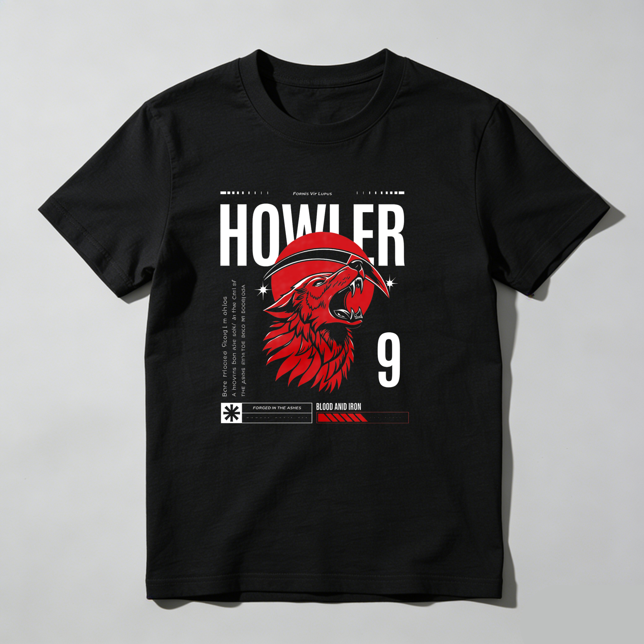 Dorawear™ Howler Wolf Head Number Nine Design T Shirt
