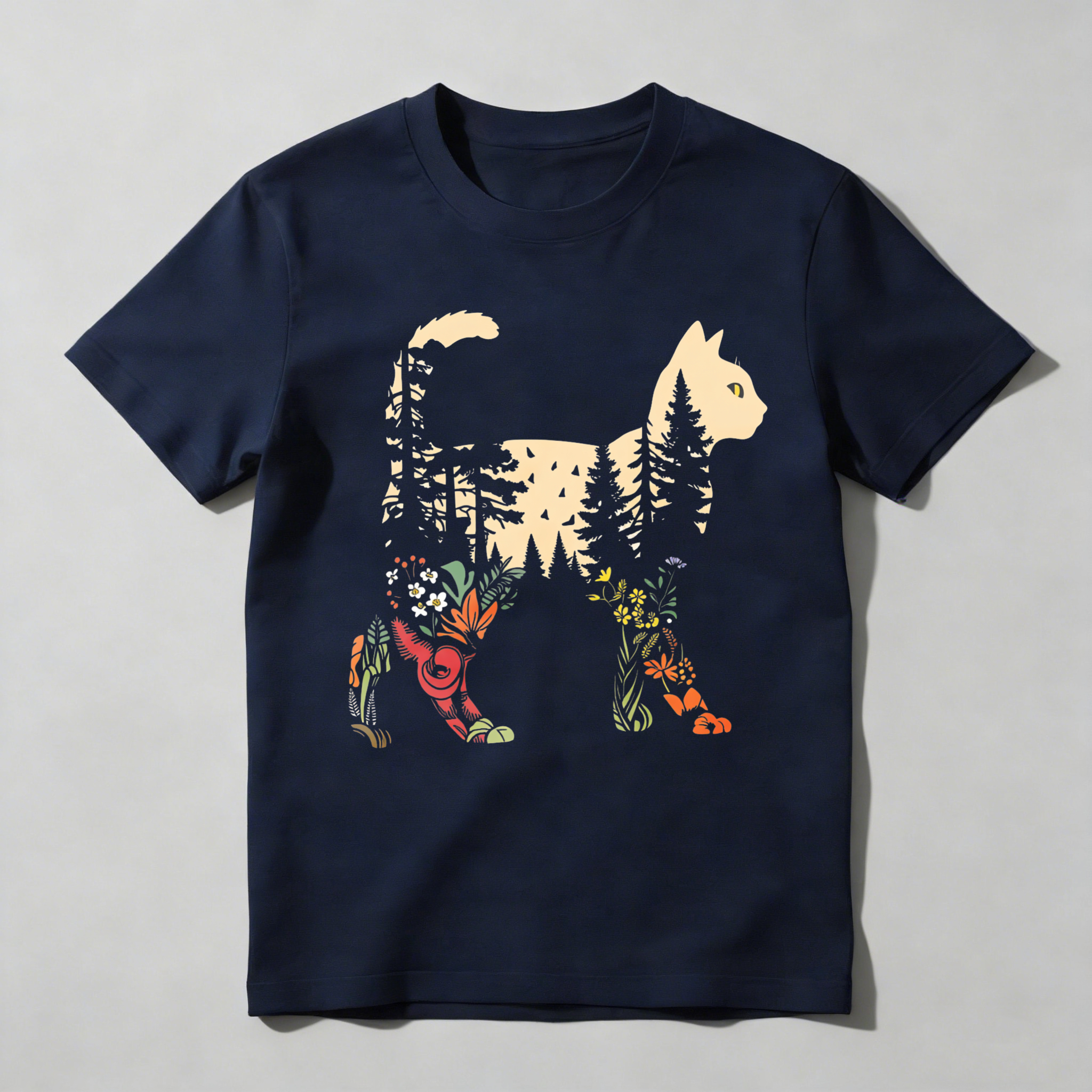 Dorawear™ Cat Forest Flowers Pattern Art Design T Shirt