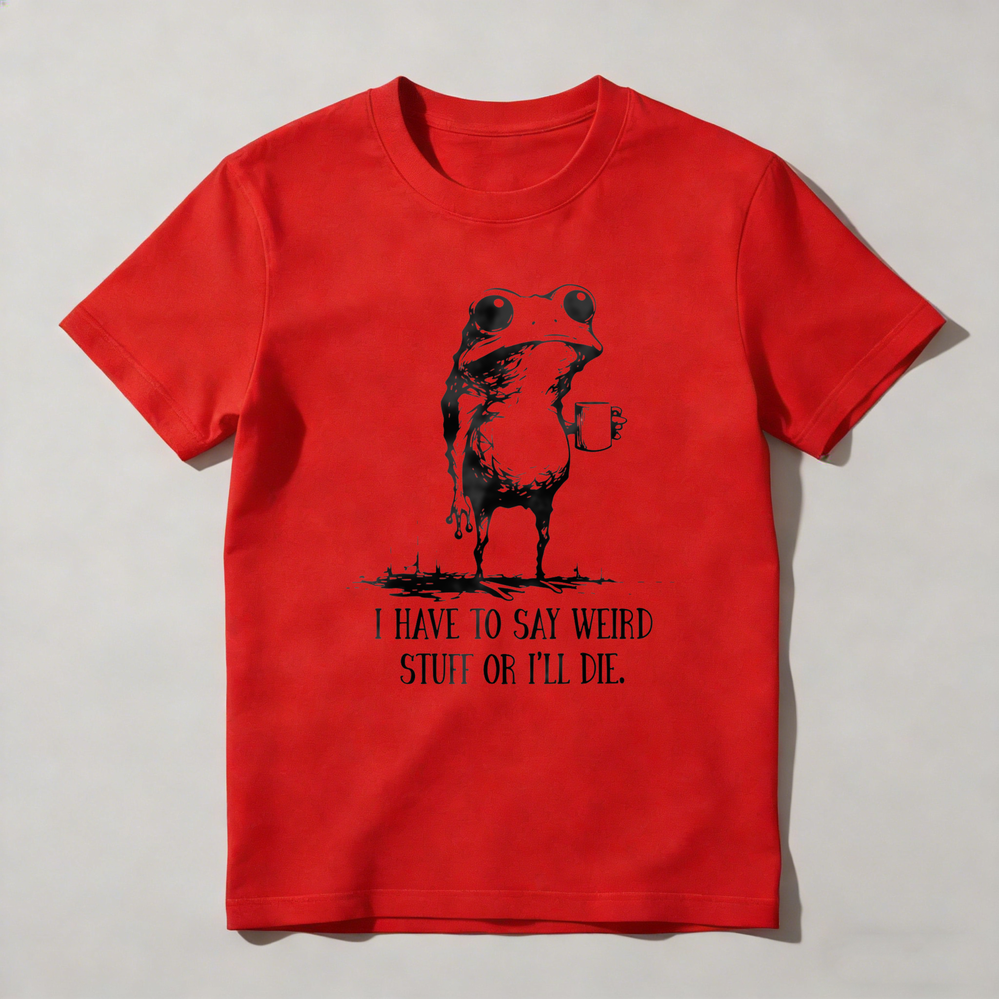 Dorawear™ Frog Holding Mug With Text Below T Shirt