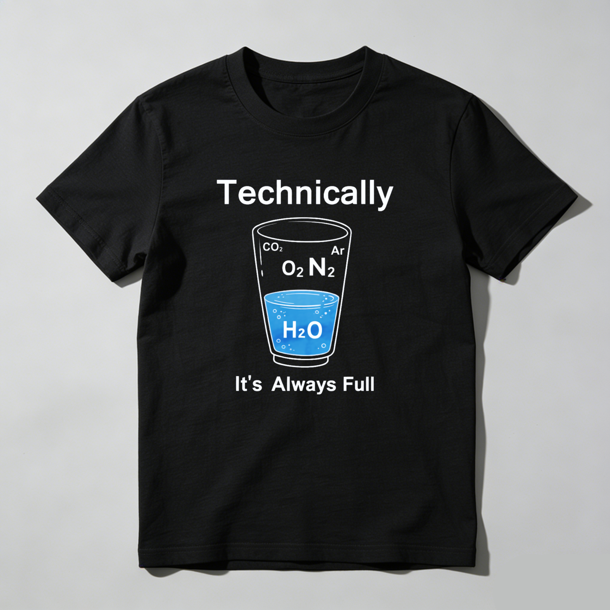 Dorawear Technically Always Full Water Glass Science Pure Cotton Short Sleeve T Shirt