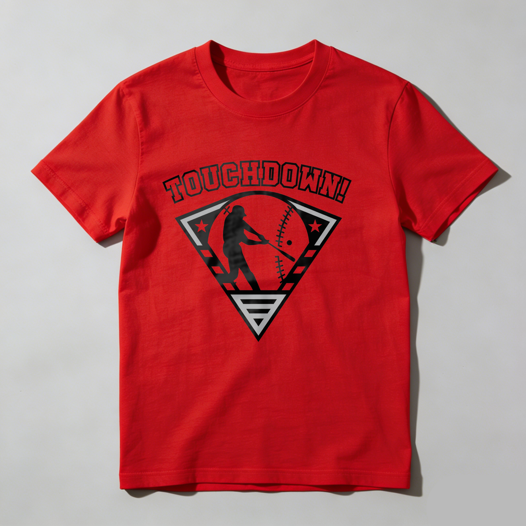 Dorawear™ Touchdown Baseball Player Bat Ball Stars Triangle  T Shirt