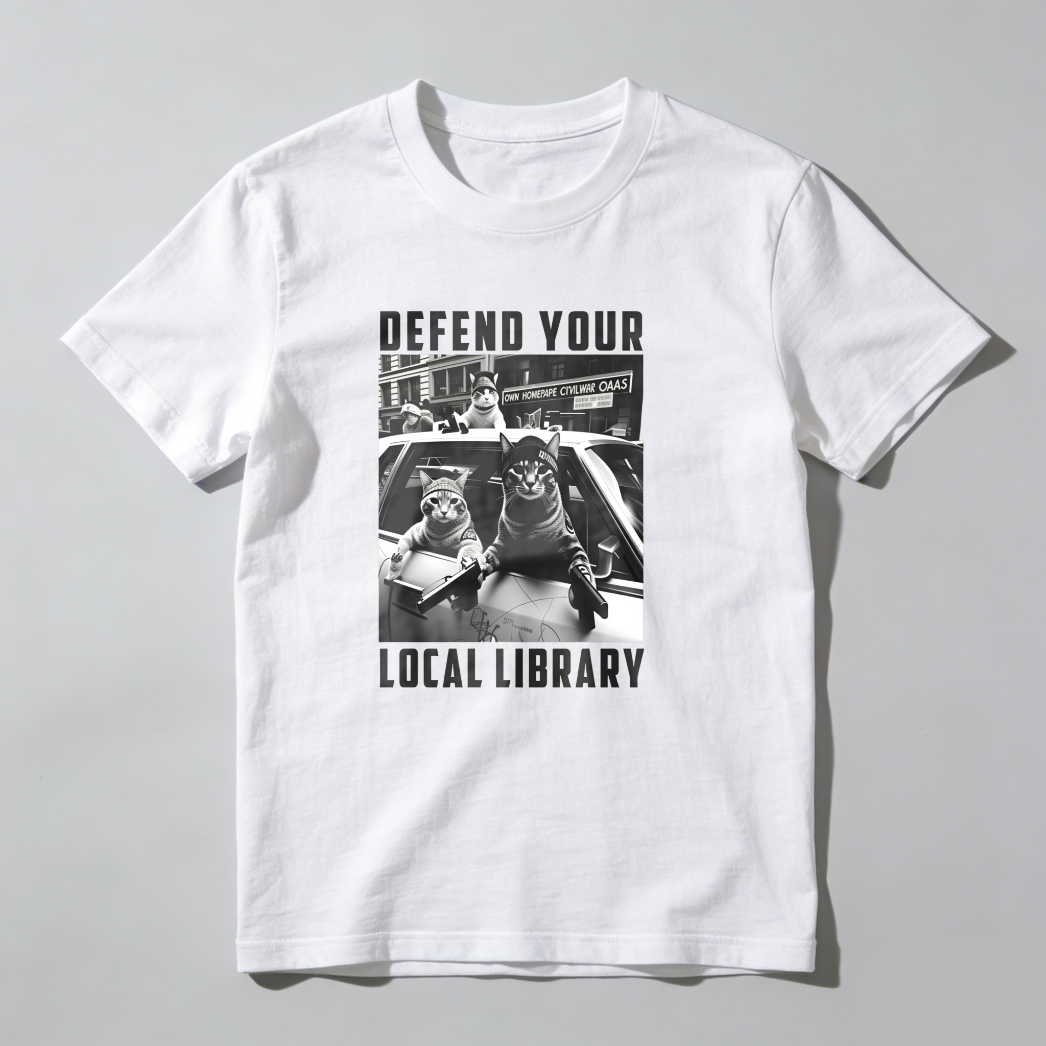 Dorawear™ Defend Your Local Library Cats In Car T Shirt
