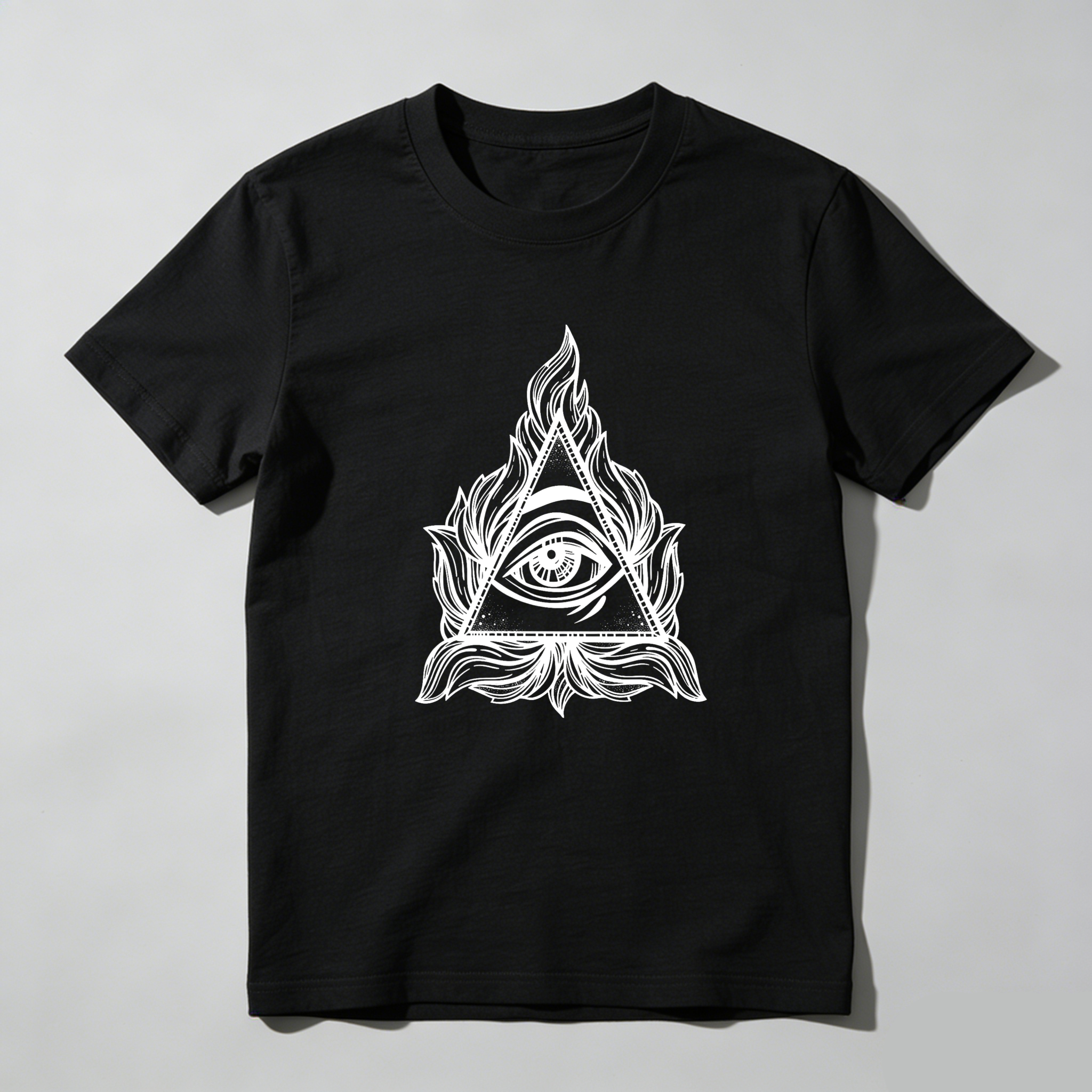 Dorawear™Eye Within Triangle Flames Pattern  T Shirt
