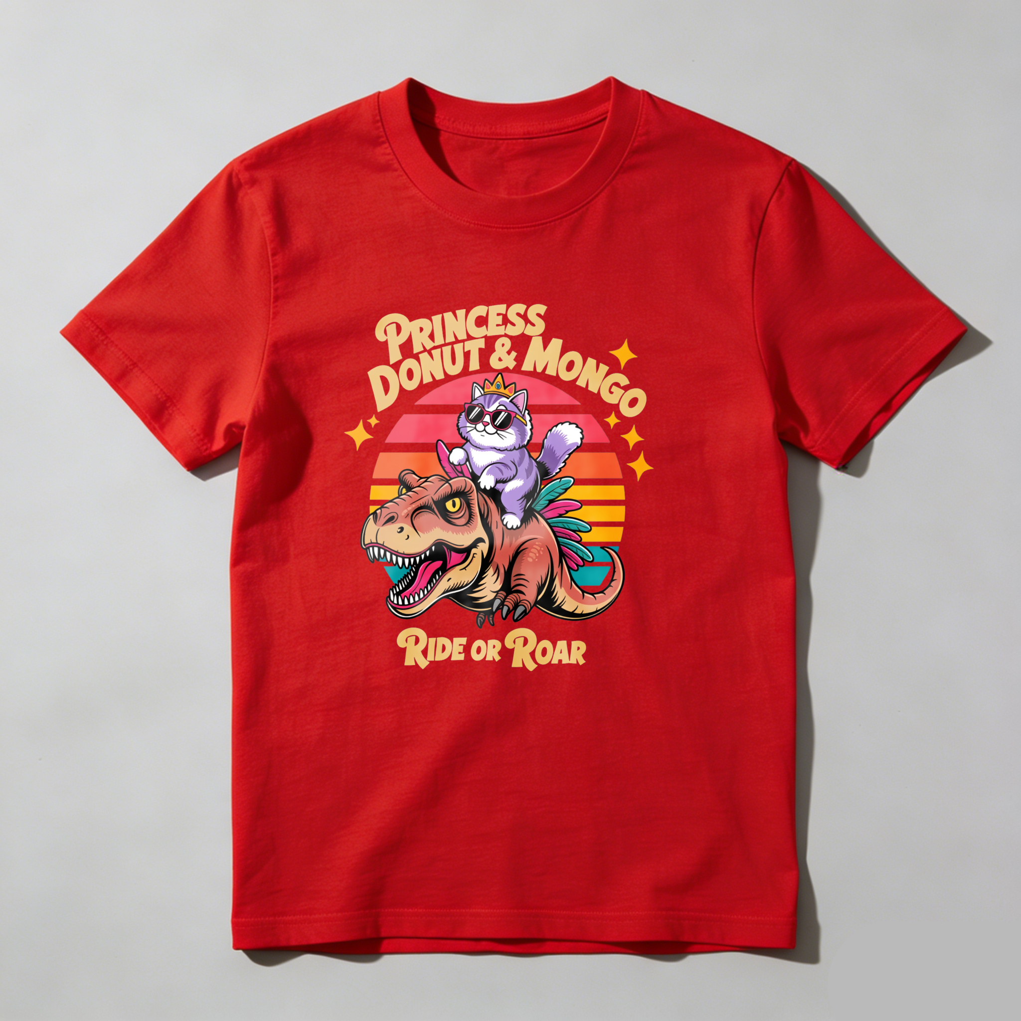 Dorawear™ Princess Donut Mongo Ride Or Roar Dinosaur Cat T Shirt
