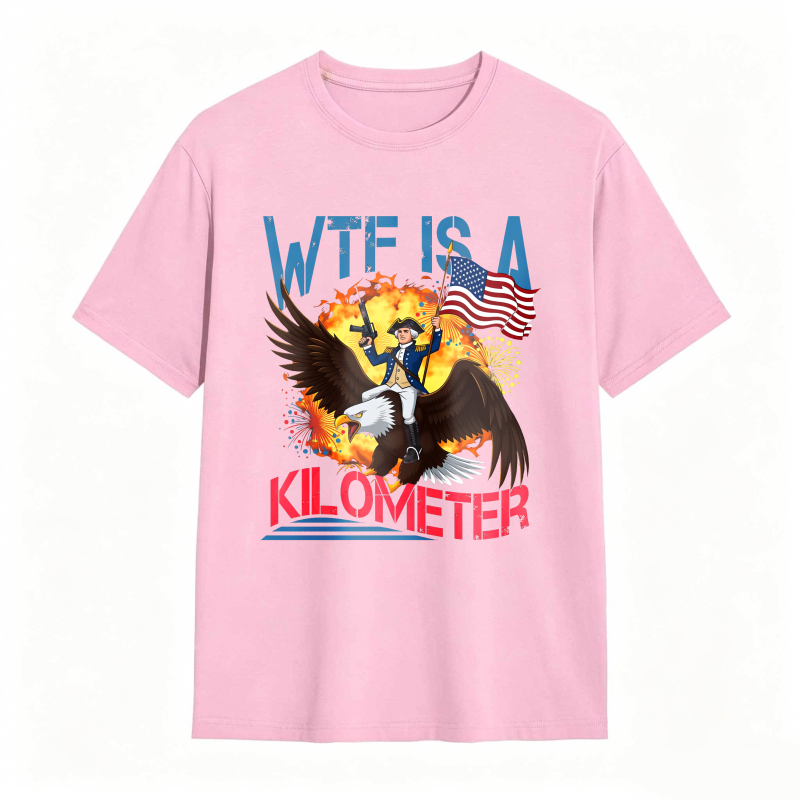 Dorawear™ Wtf Is A Kilometer Eagle And American Flag Design Unisex Classic T-shirt