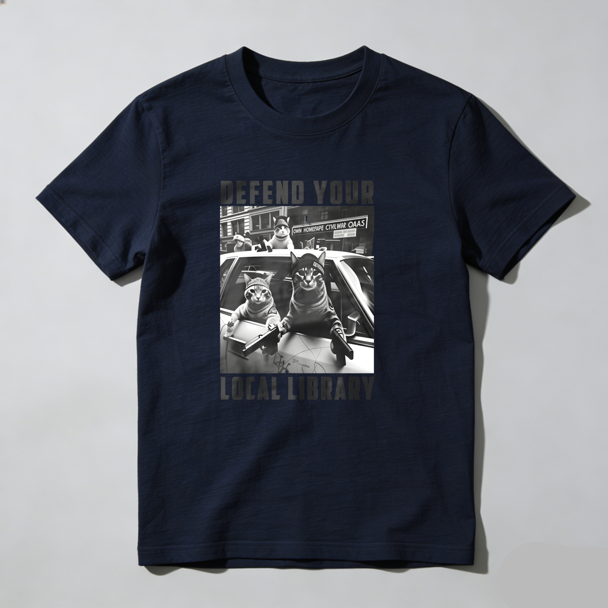 Dorawear™ Defend Your Local Library Cats In Car T Shirt