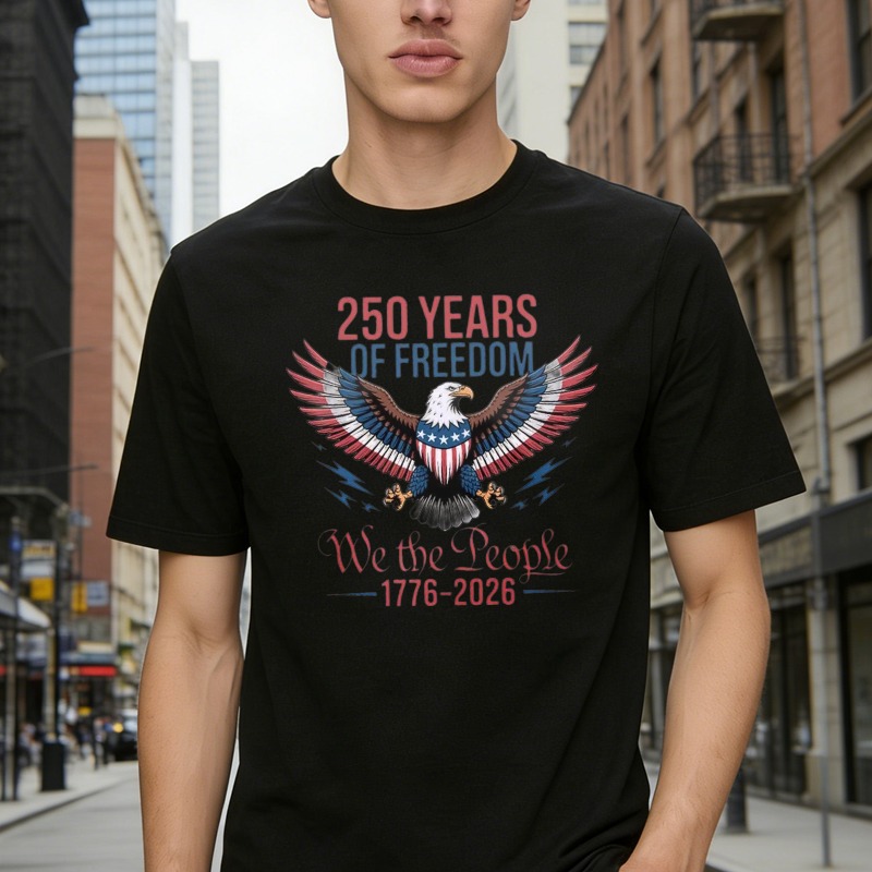 250 Years Of Freedom We The People 1776 2026 Eagle American Flag T-shirt