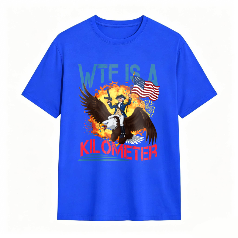 Dorawear™ Wtf Is A Kilometer Eagle And American Flag Design Unisex Classic T-shirt
