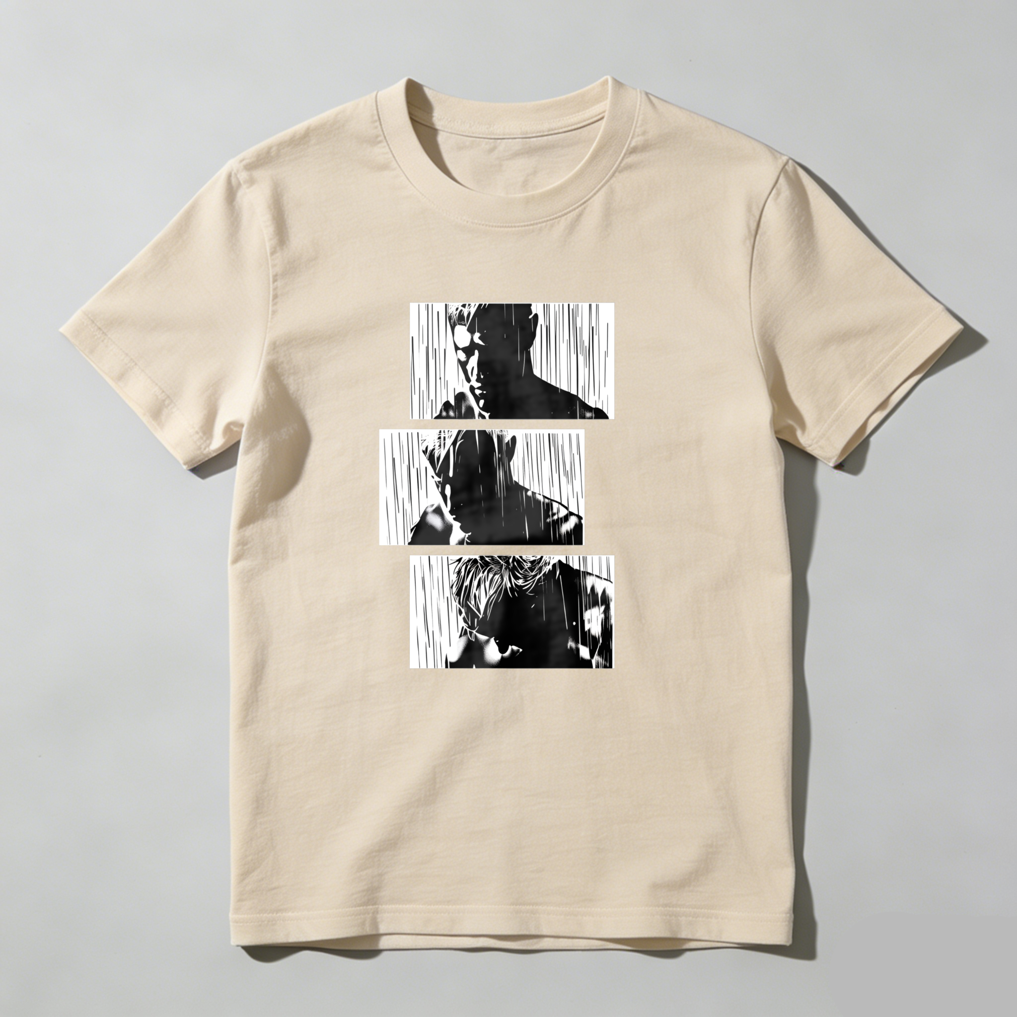 Three Panel Black And White Portrait tshirt 100% cotton