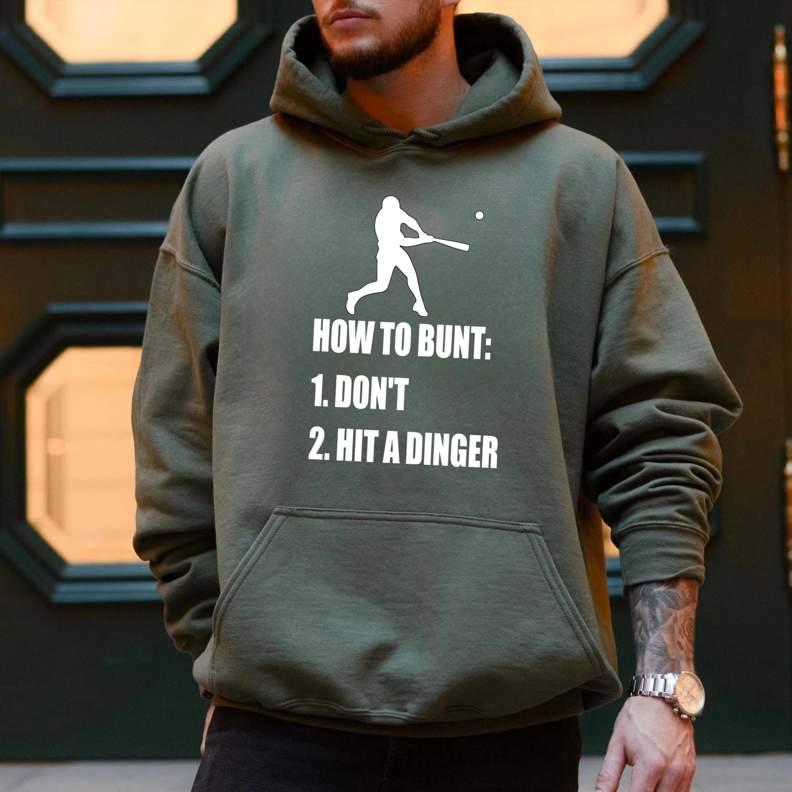 Dorawear™ How To Bunt Dont Hit A Dinger Baseball Hoodie Sweatshirt Funny Sports Gift For Men Women Unisex Casual Wear-Dorawear
