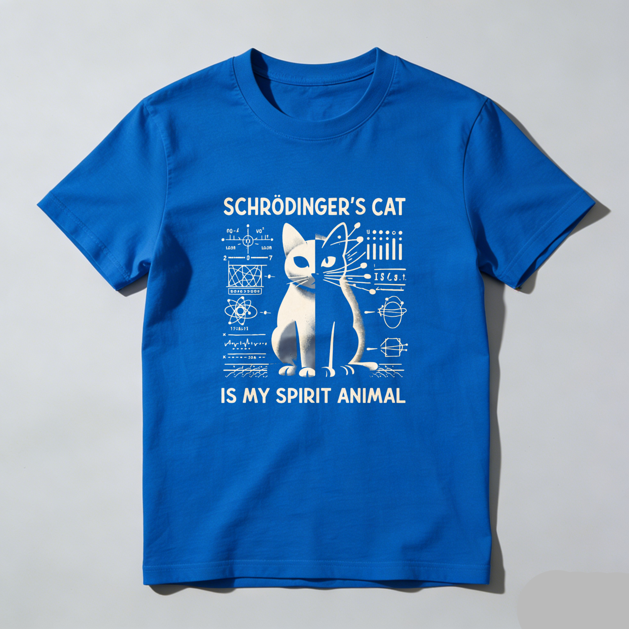 Dorawear™ Schr?dinger's Cat Quantum Physics Cat Spirit Animal Pure Cotton Short Sleeve T-Shirt-Dorawear