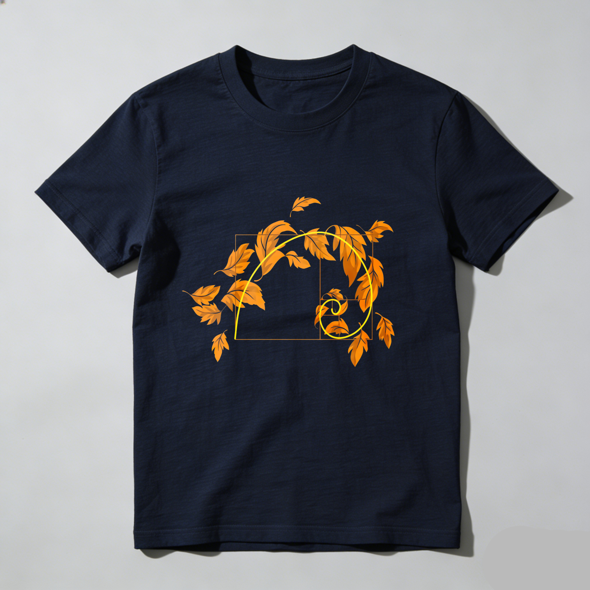 Dorawear Golden Leaves Spiral Design With Square Frame T Shirt