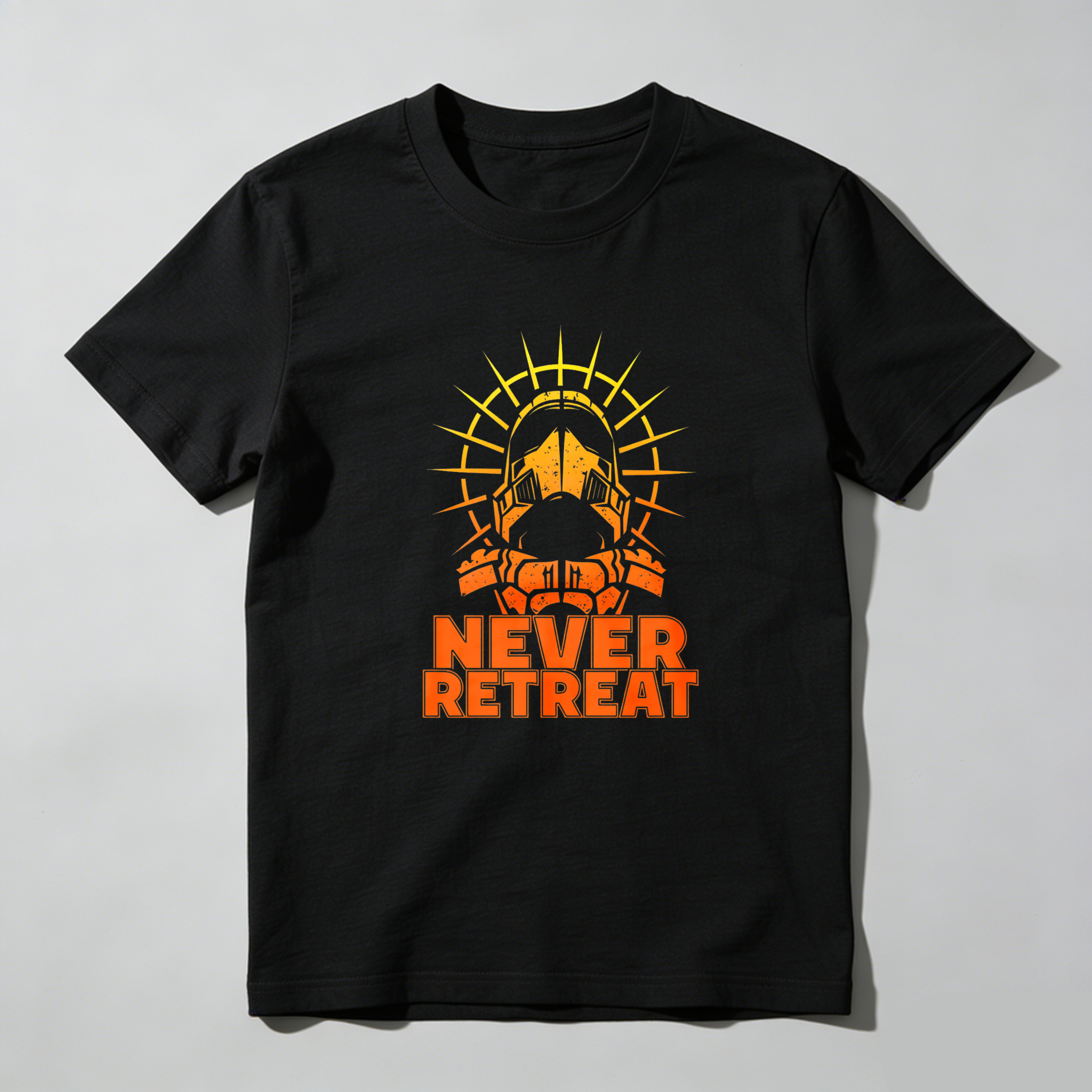 Dorawear Never Retreat Warrior Helmet Sunburst T Shirt