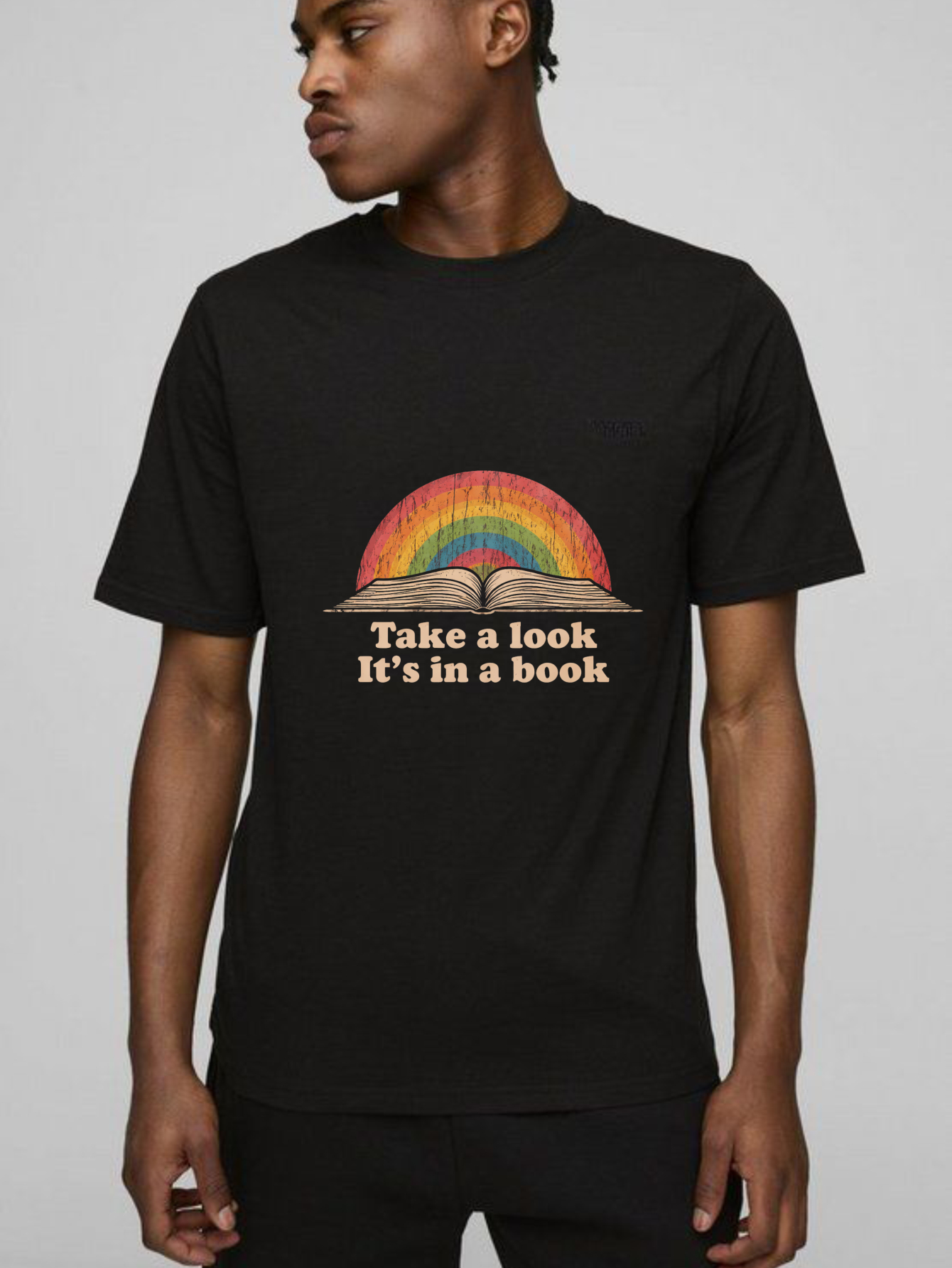 Dorawear Take A Look Its In A Book Rainbow Book Pure Cotton Short Sleeve T Shirt