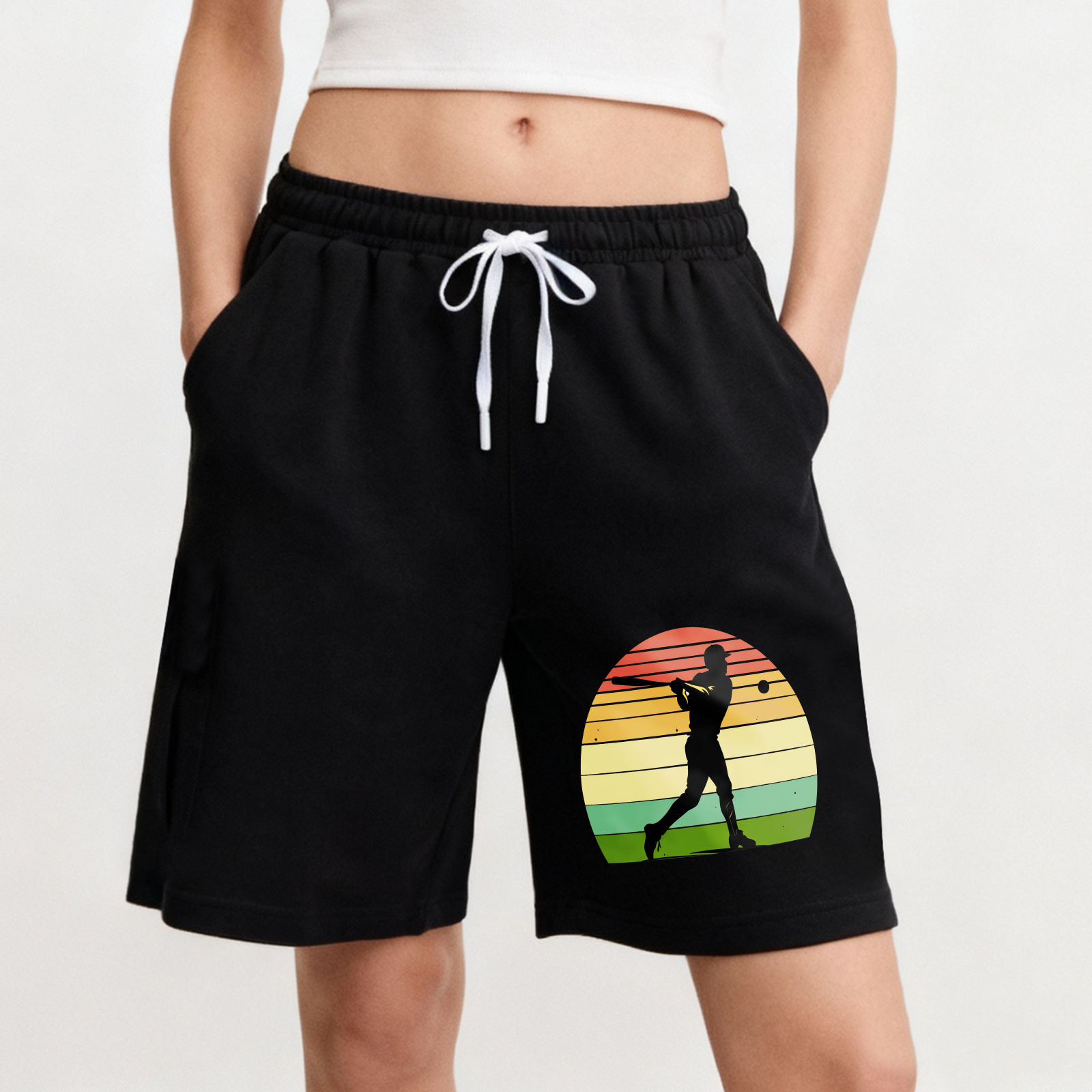 Dorawear™ Baseball Player Sunset Silhouette Shorts-Dorawear