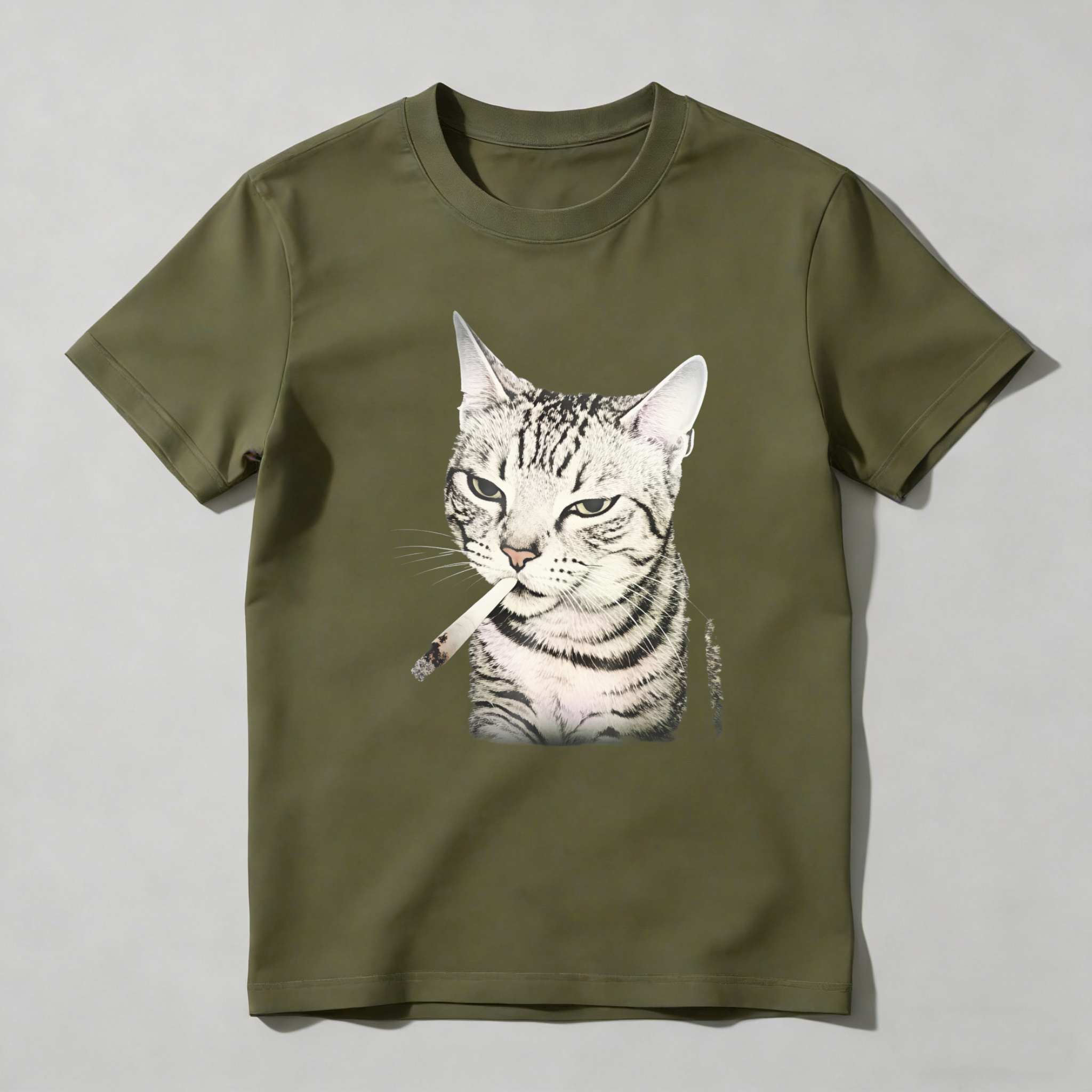 Dorawear™ Cat Smoking Cigarette Graphic Print T Shirt