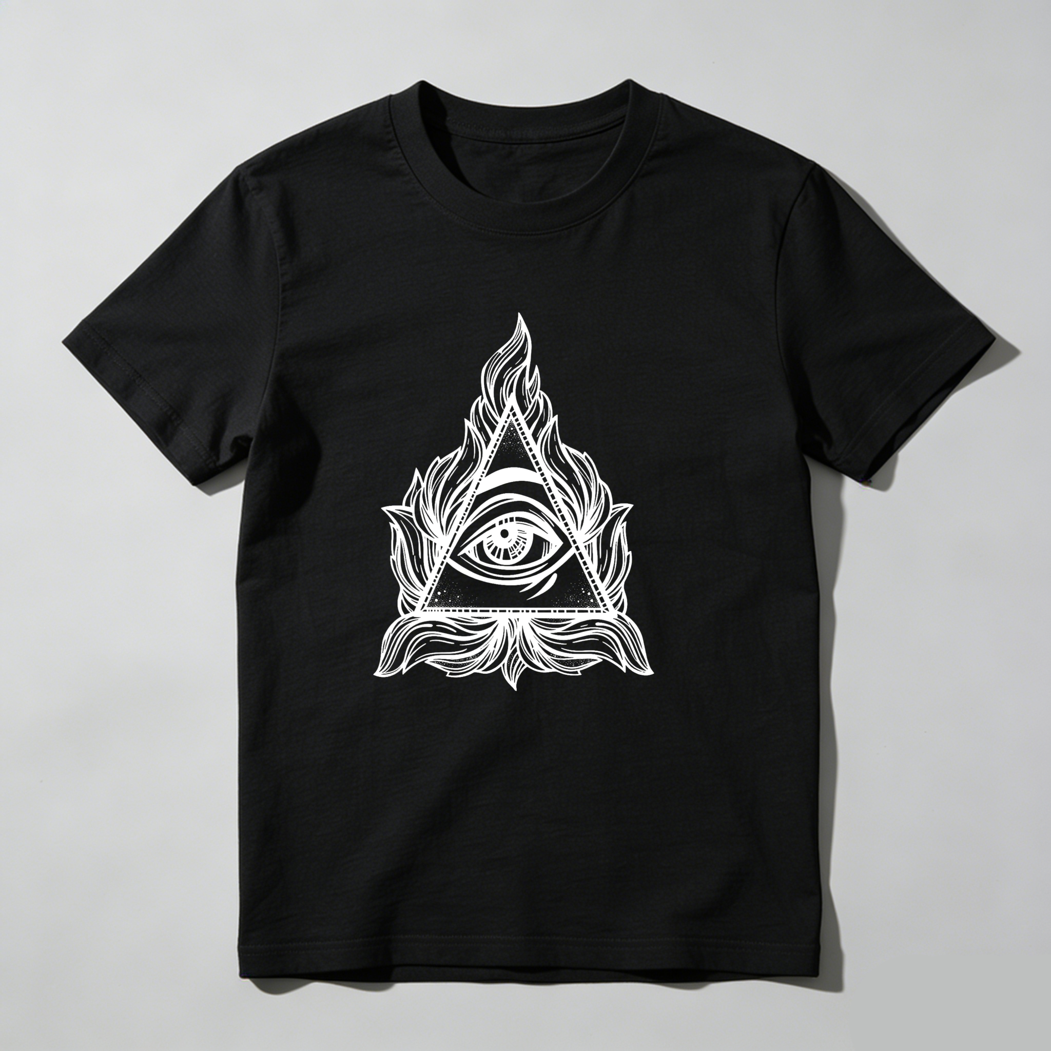 Dorawear™Eye Within Triangle Flames Pattern  T Shirt
