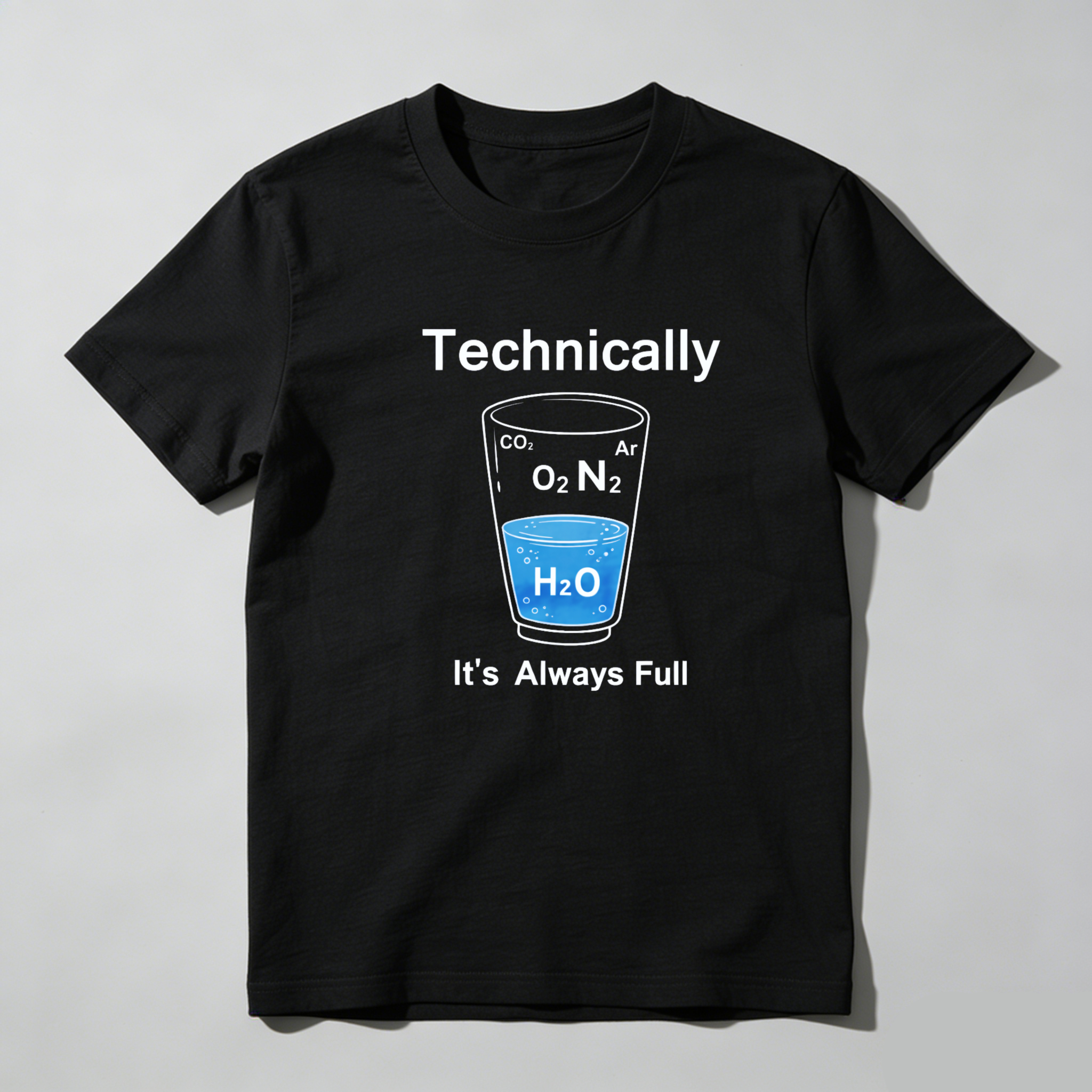 Dorawear Technically Always Full Water Glass Science Pure Cotton Short Sleeve T Shirt