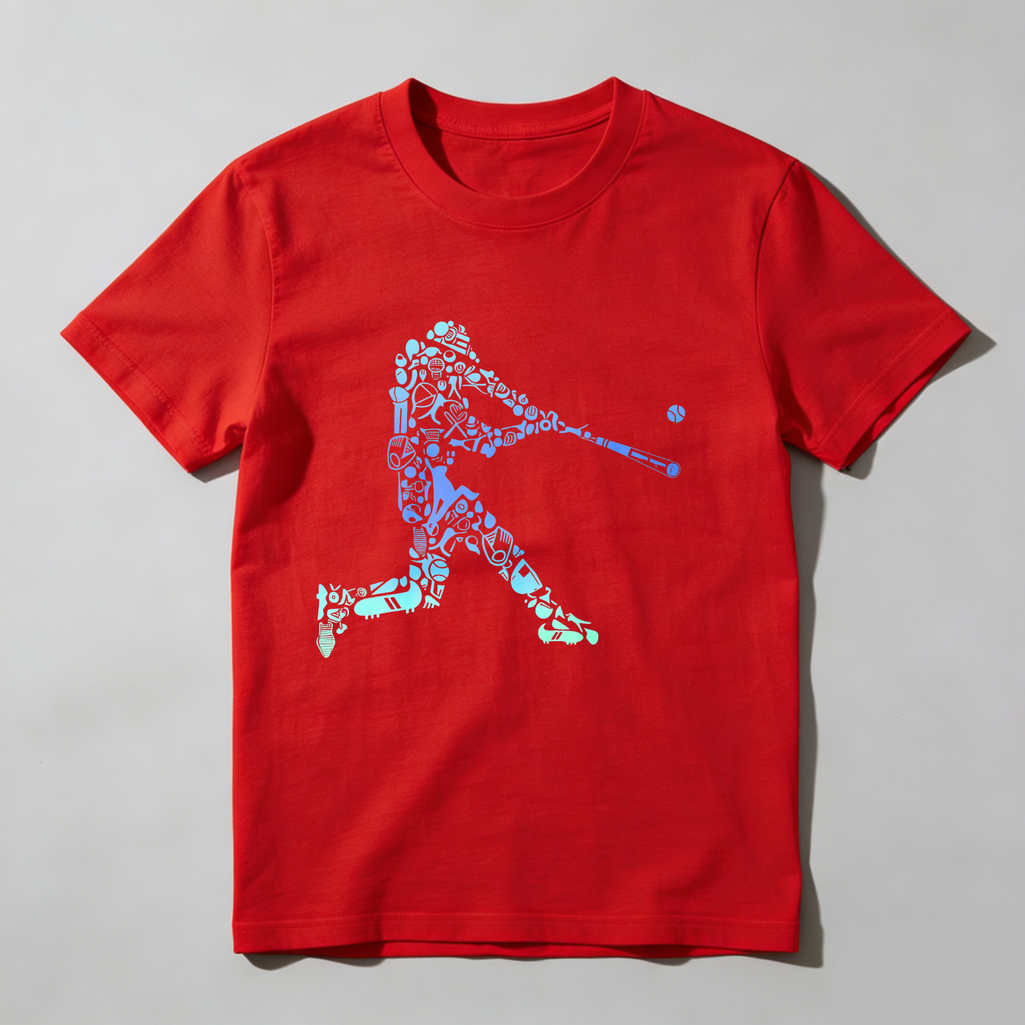 Dorawear™ Baseball Player Silhouette With Tools And Equipment  T Shirt