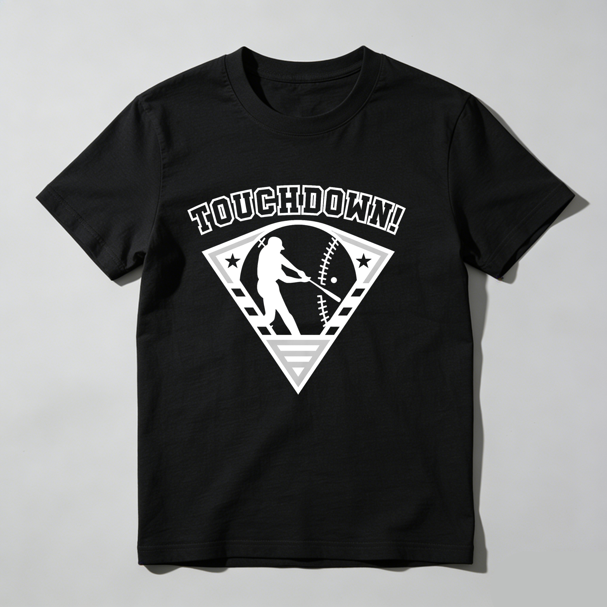 Dorawear™ Touchdown Baseball Player Bat Ball Stars Triangle  T Shirt
