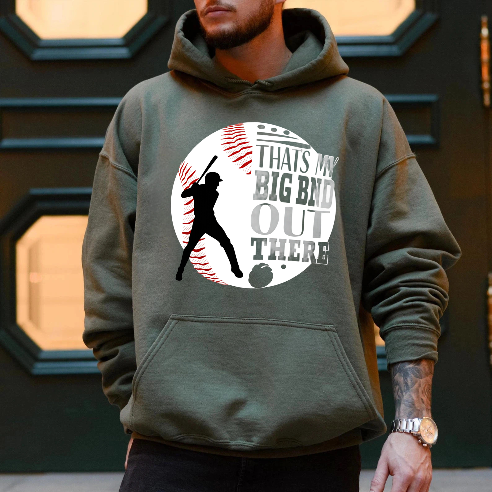 Dorawear™ Baseball Hoodie Thats My Big Bad Out There Baseball Fan Sweatshirt Sport Graphic Pullover Unisex Hooded Shirt-Dorawear