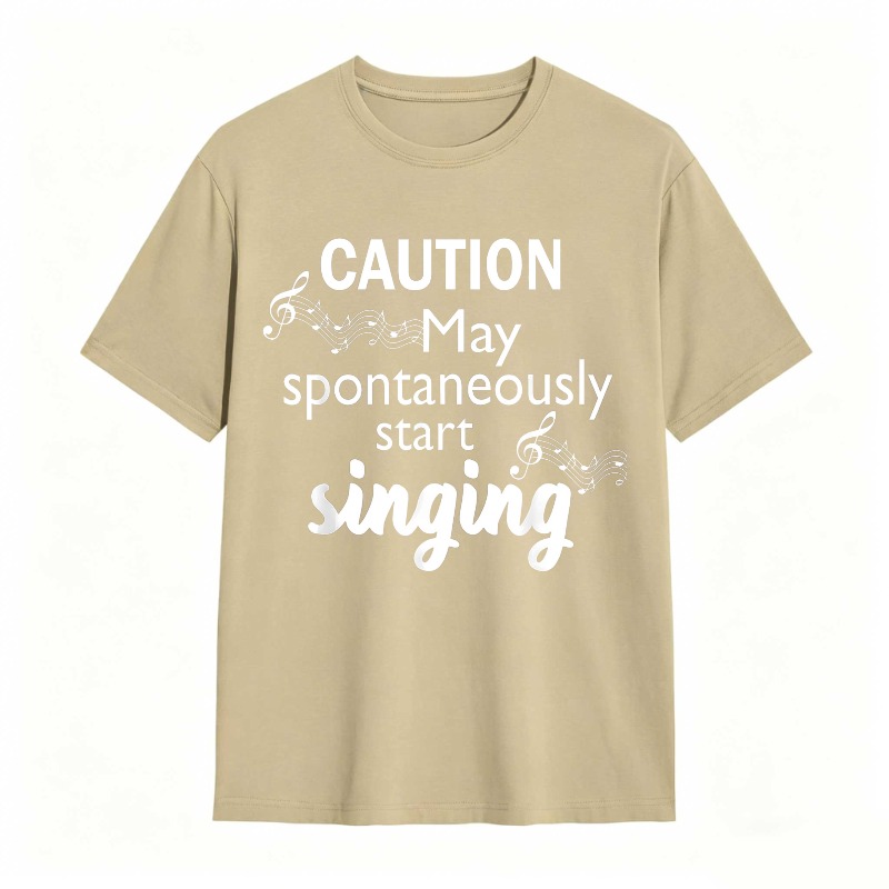 Dorawear™   Caution May Spontaneously Start Singing Music Notes Design T-shirt