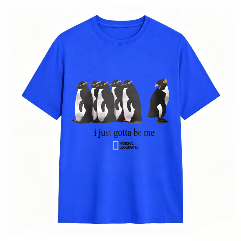 Dorawear™Penguins Standing In A Row With One Walking Away I Just Gotta Be Me National Geographic Logo Unisex Classic T-shirt