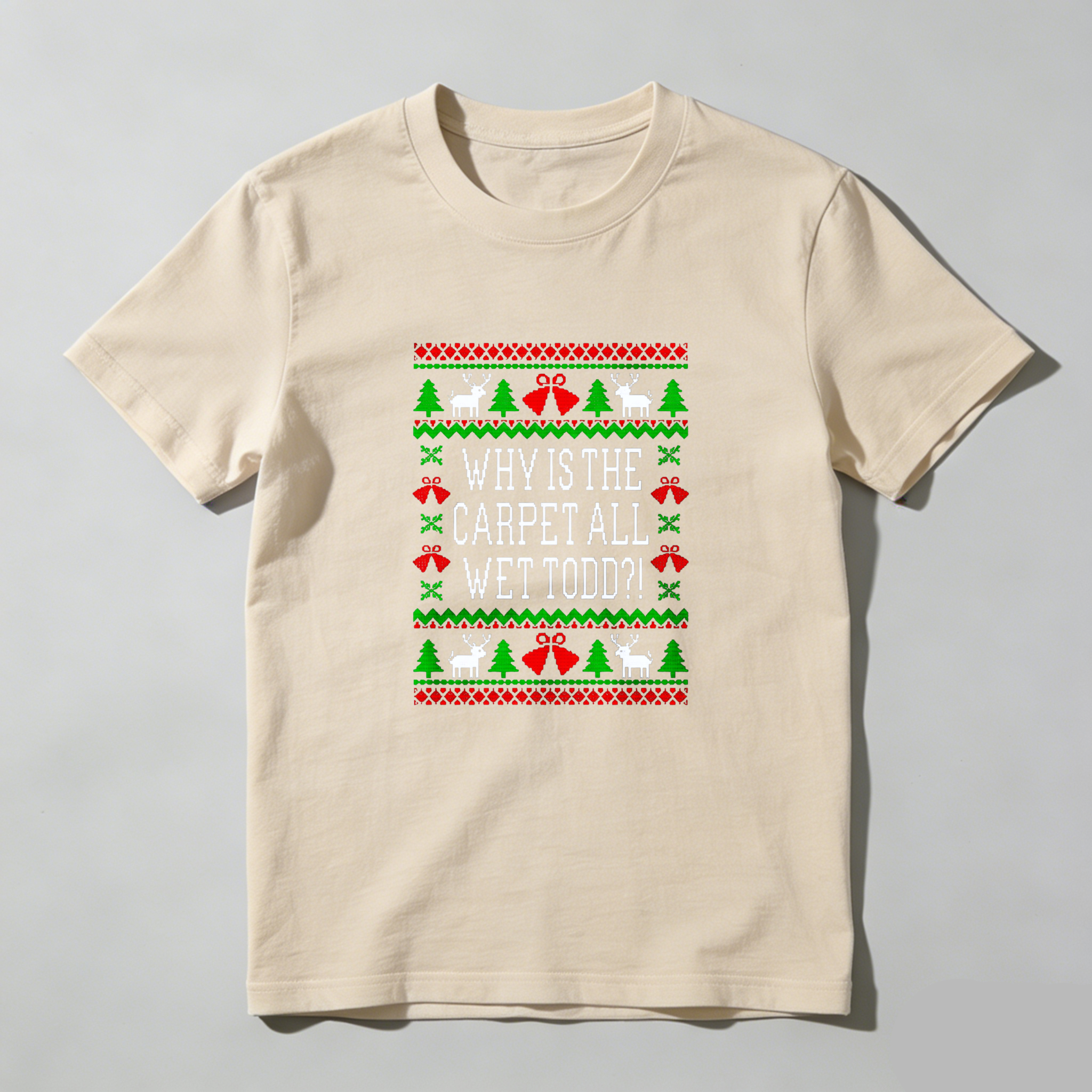 Dorawear™ Why Is The Carpet All Wet Todd Christmas Print Pure Cotton Short Sleeve T Shirt-Dorawear