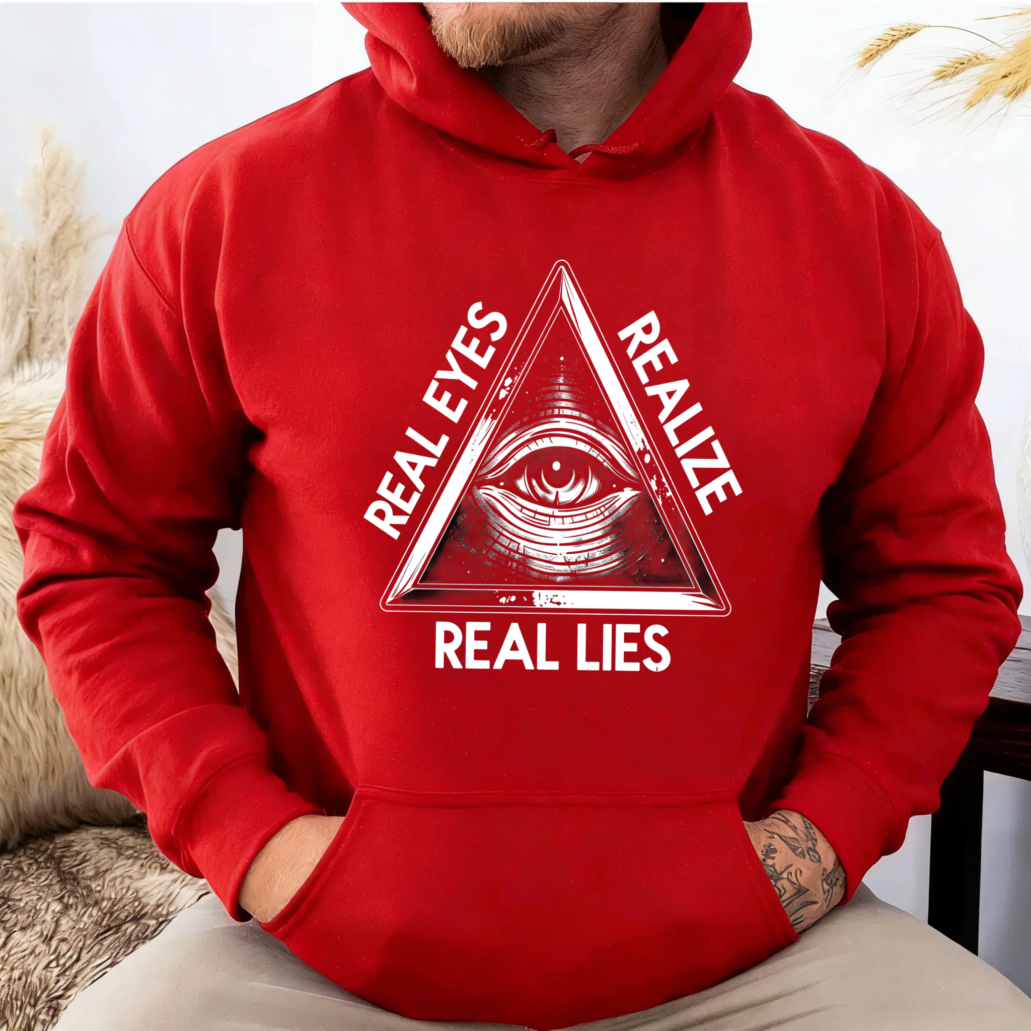 Dorawear™ Real Eyes Realize Real Lies Hoodie All Seeing Eye Pyramid Design Black Sweatshirt Men Women Streetwear Fashion Casual Wear-Dorawear