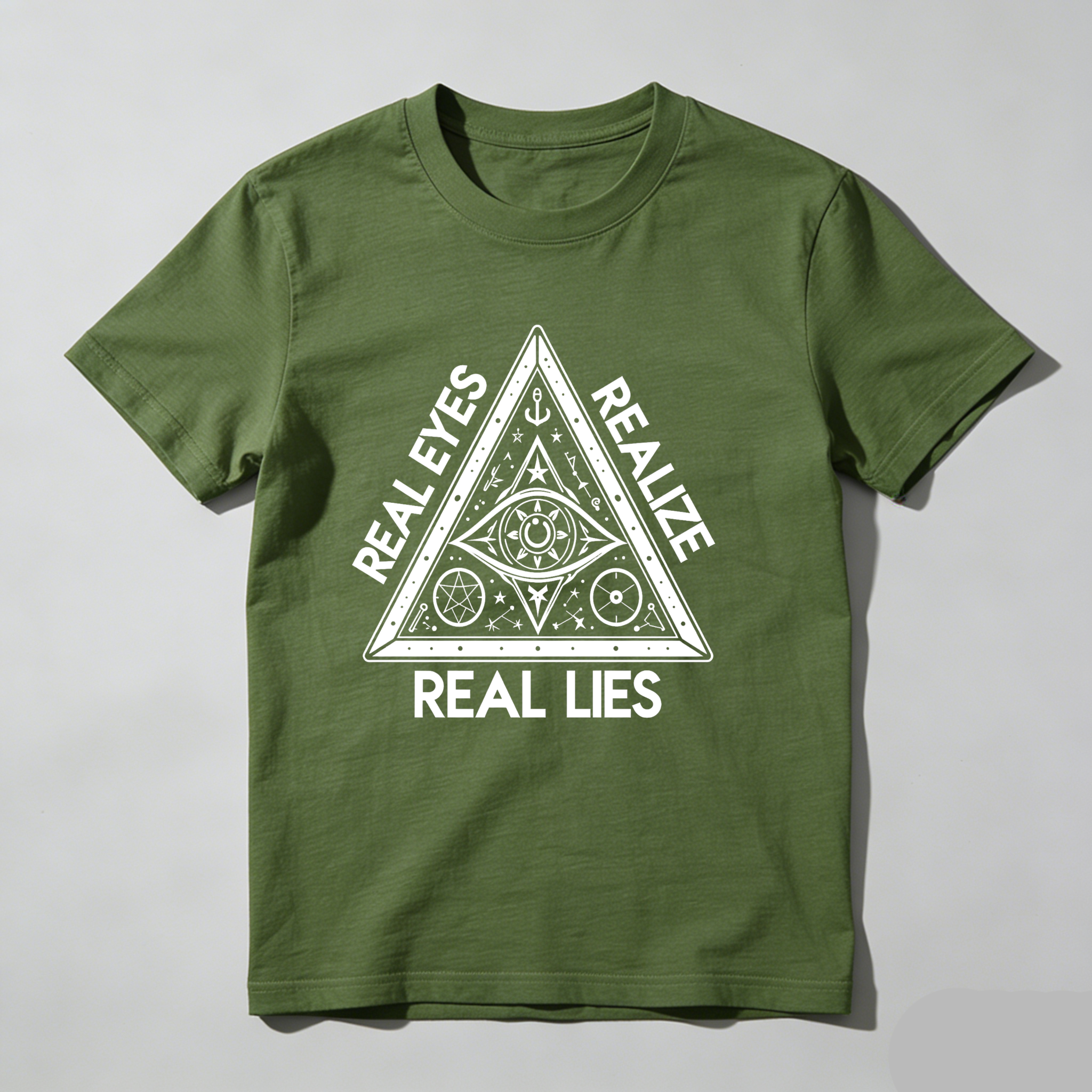 Dorawear™Real Eyes Realize Real Lies Pyramid Symbol  T Shirt