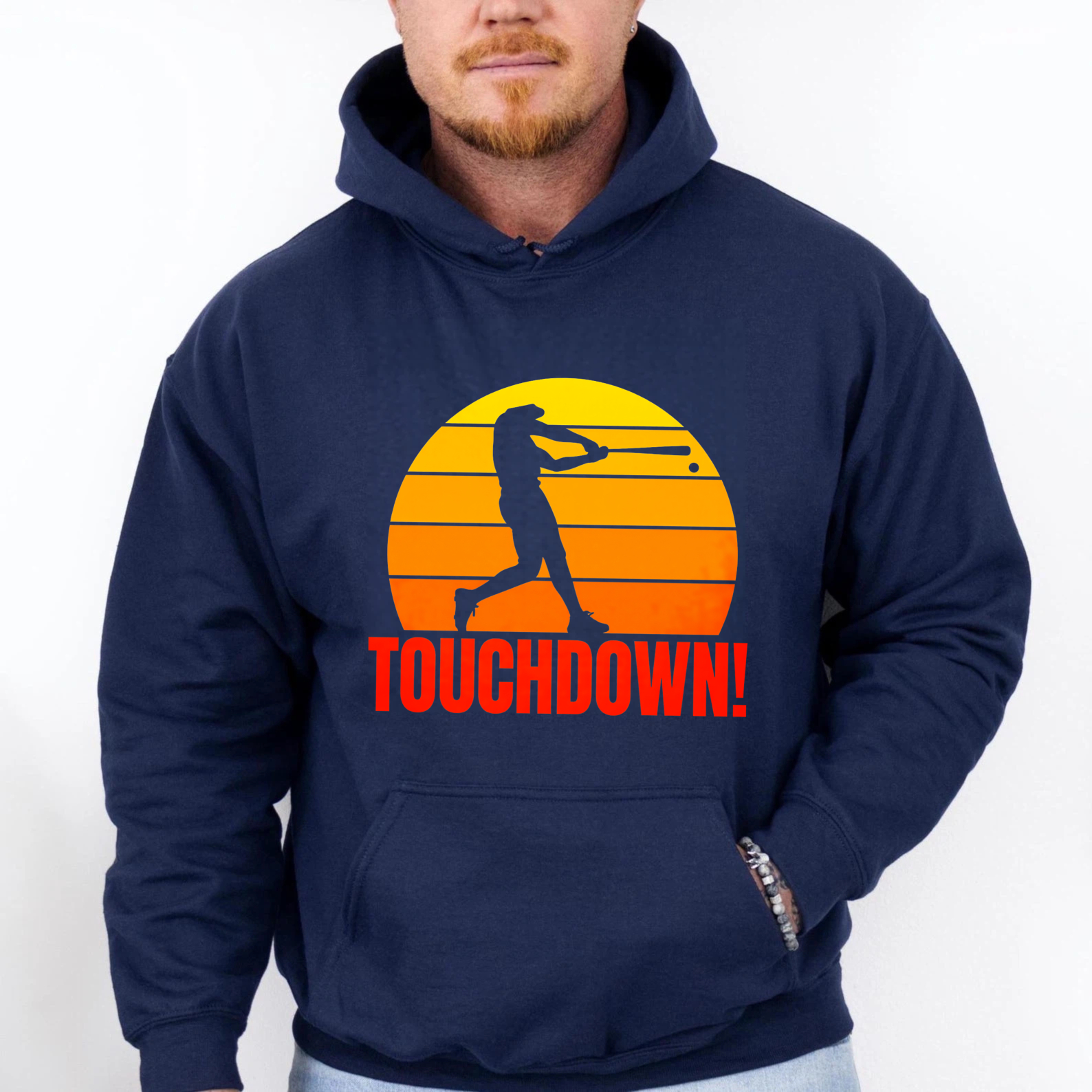 Dorawear™ Touchdown Baseball Player Sunset Hoodie Sport Inspired Graphic Sweatshirt Men Women Unisex Casual Wear-Dorawear