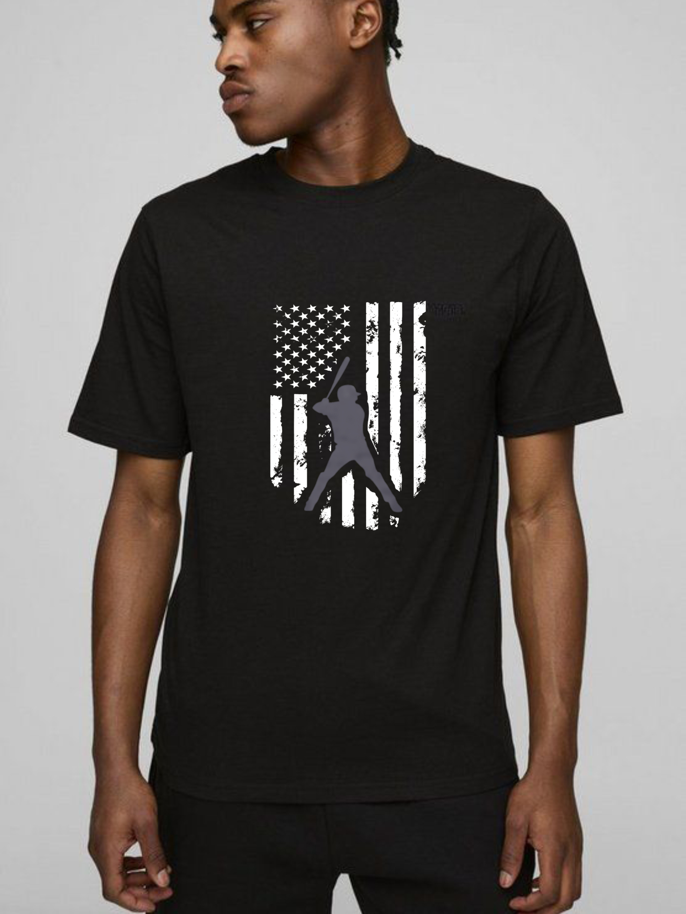 Dorawear™ American Flag With Baseball Player Silhouette  T Shirt