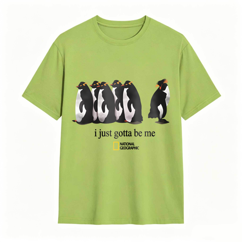 Dorawear™Penguins Standing In A Row With One Walking Away I Just Gotta Be Me National Geographic Logo Unisex Classic T-shirt