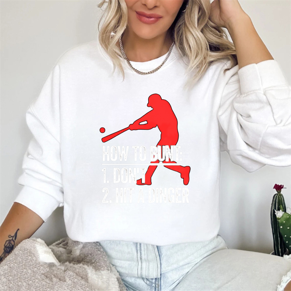 Dorawear™ Baseball Player Silhouette With Text How To Run 1 Don't 2 Hit The Dinger Unisex Classic Sweatshirt-Dorawear