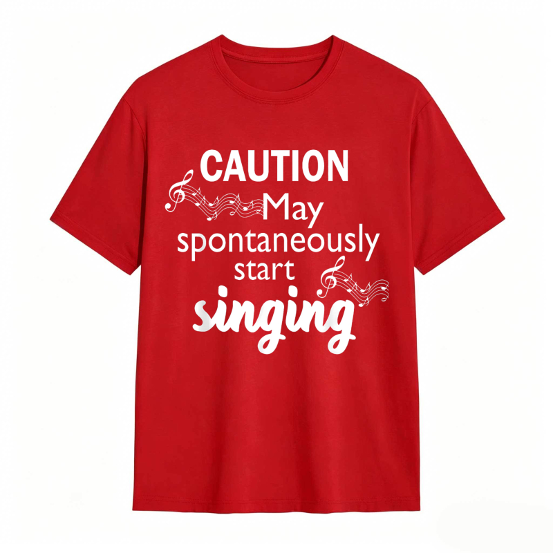 Dorawear™   Caution May Spontaneously Start Singing Music Notes Design T-shirt