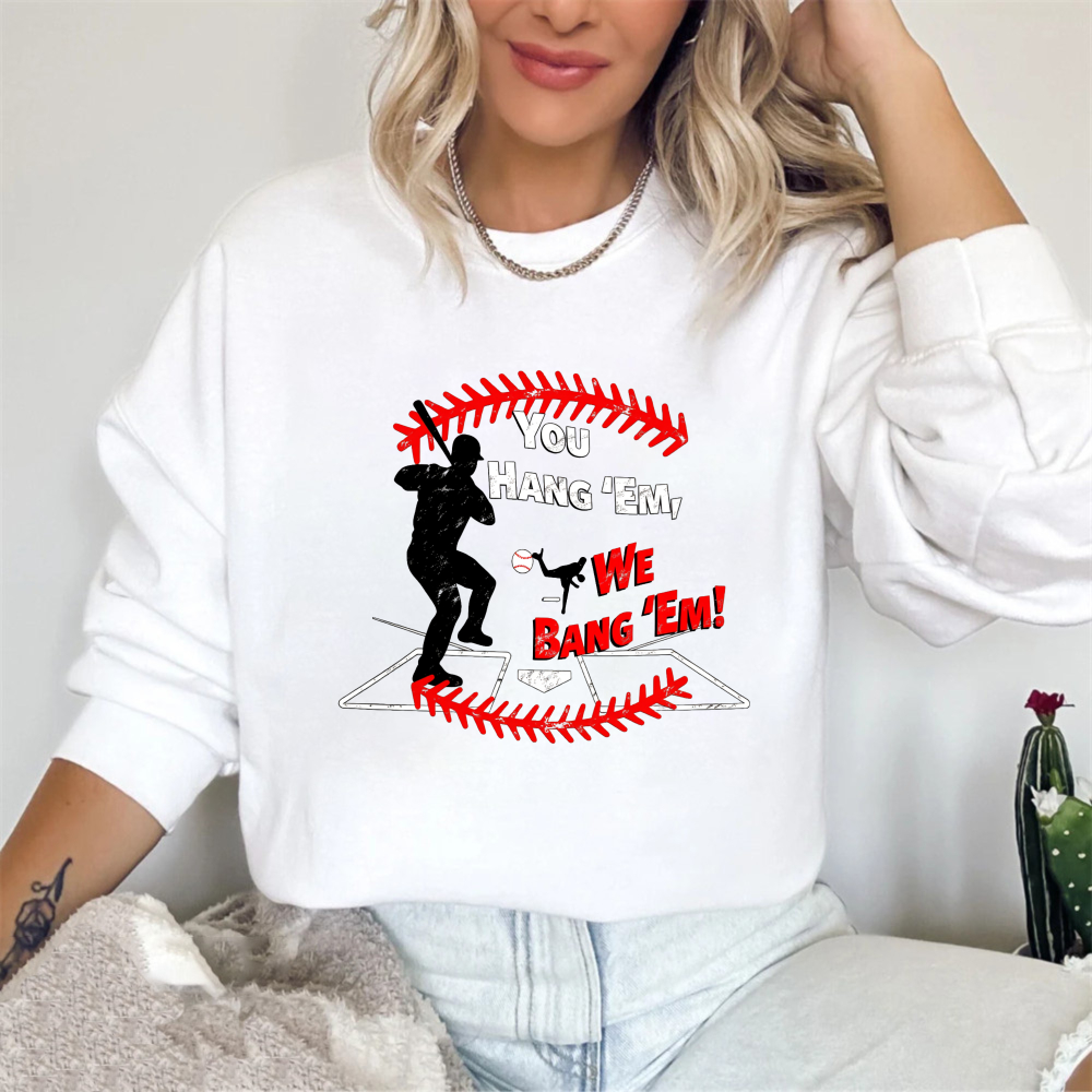 Dorawear™ Baseball Player And Pitcher With Text You Hang Em We Bang Em Unisex Classic Sweatshirt