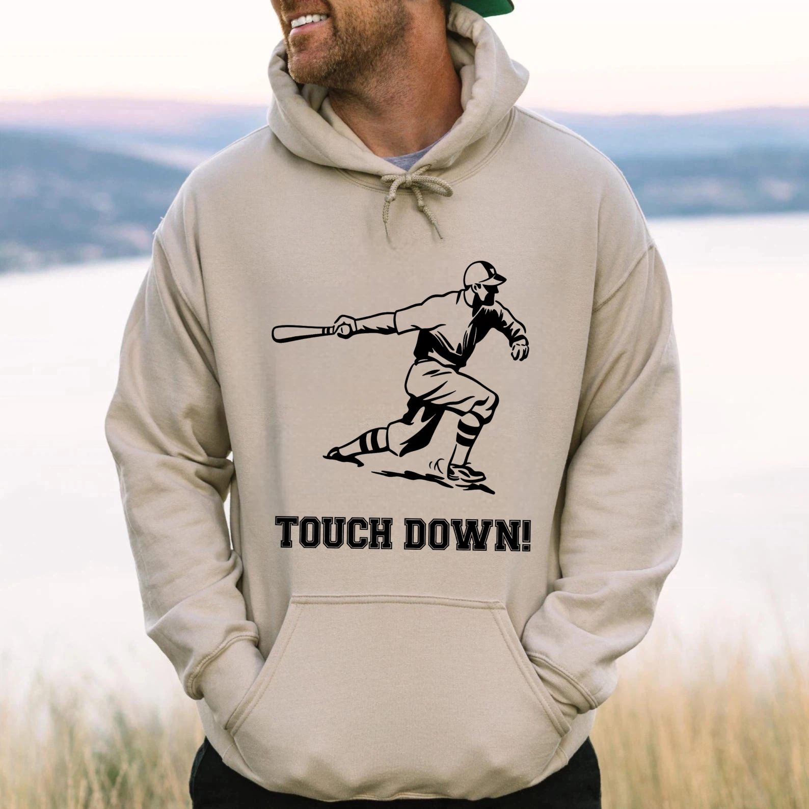 Dorawear™ Baseball Player Touch Down Hoodie Black Sport Design Sweatshirt For Men And Women Unisex Casual Wear-Dorawear