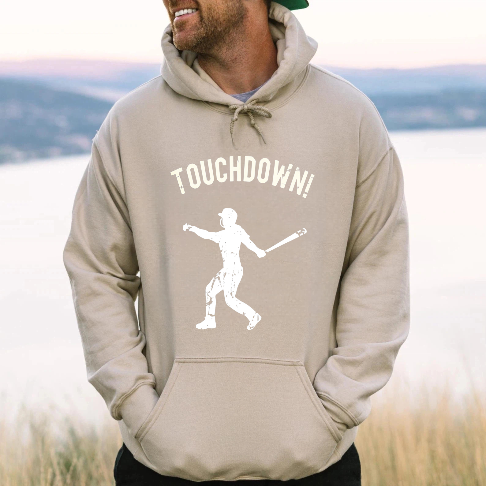 Dorawear™ Touchdown Baseball Player Graphic Hoodie Unisex Sweatshirt Sport Inspired Casual Wear Black Pullover With Front Pocket And Hood-Dorawear