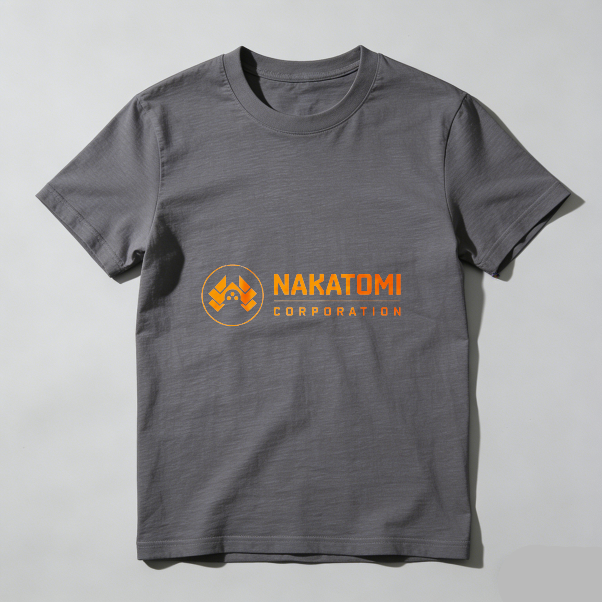 Dorawear Nakatomi Corporation Logo Orange Print Pure Cotton Short Sleeve T Shirt