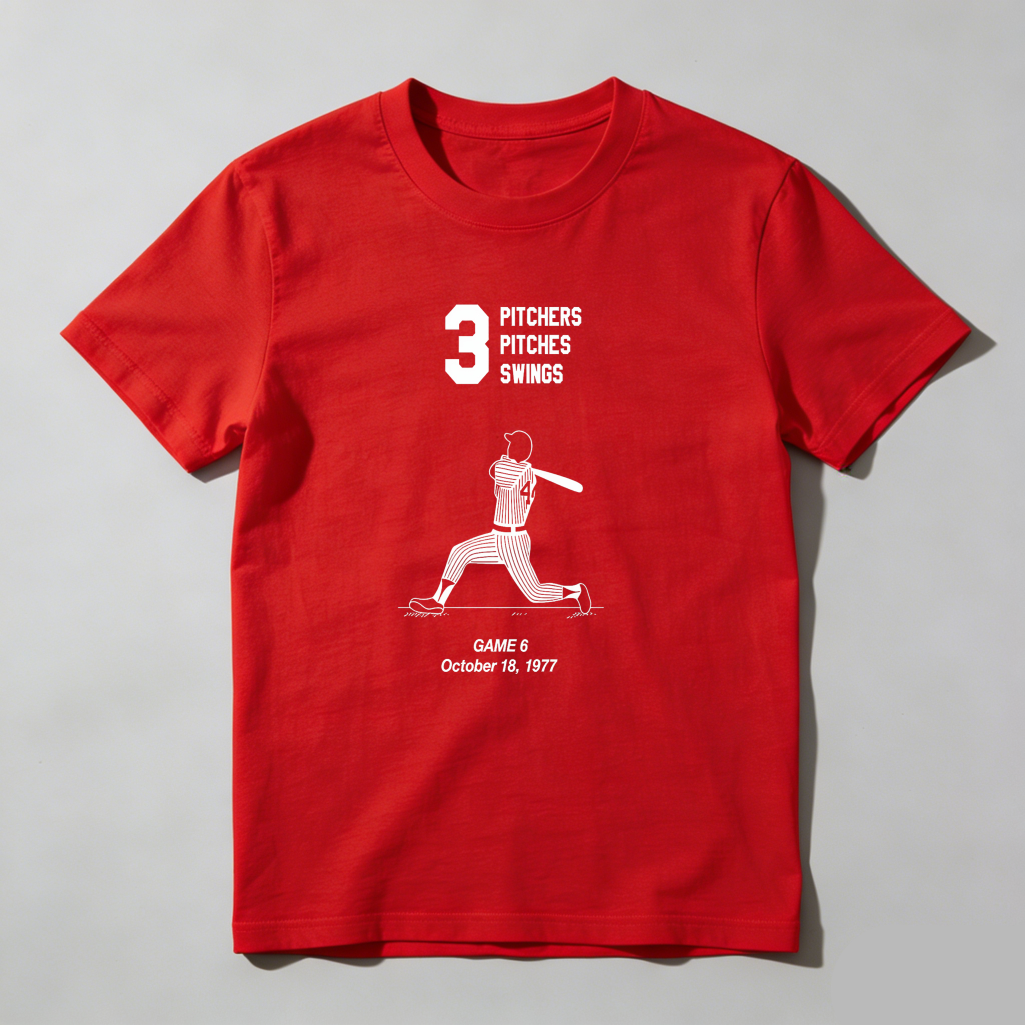 Dorawear™ Three Pitchers Pitches Swings Game Six October Sixteen Nineteen Seventy Seven  T Shirt